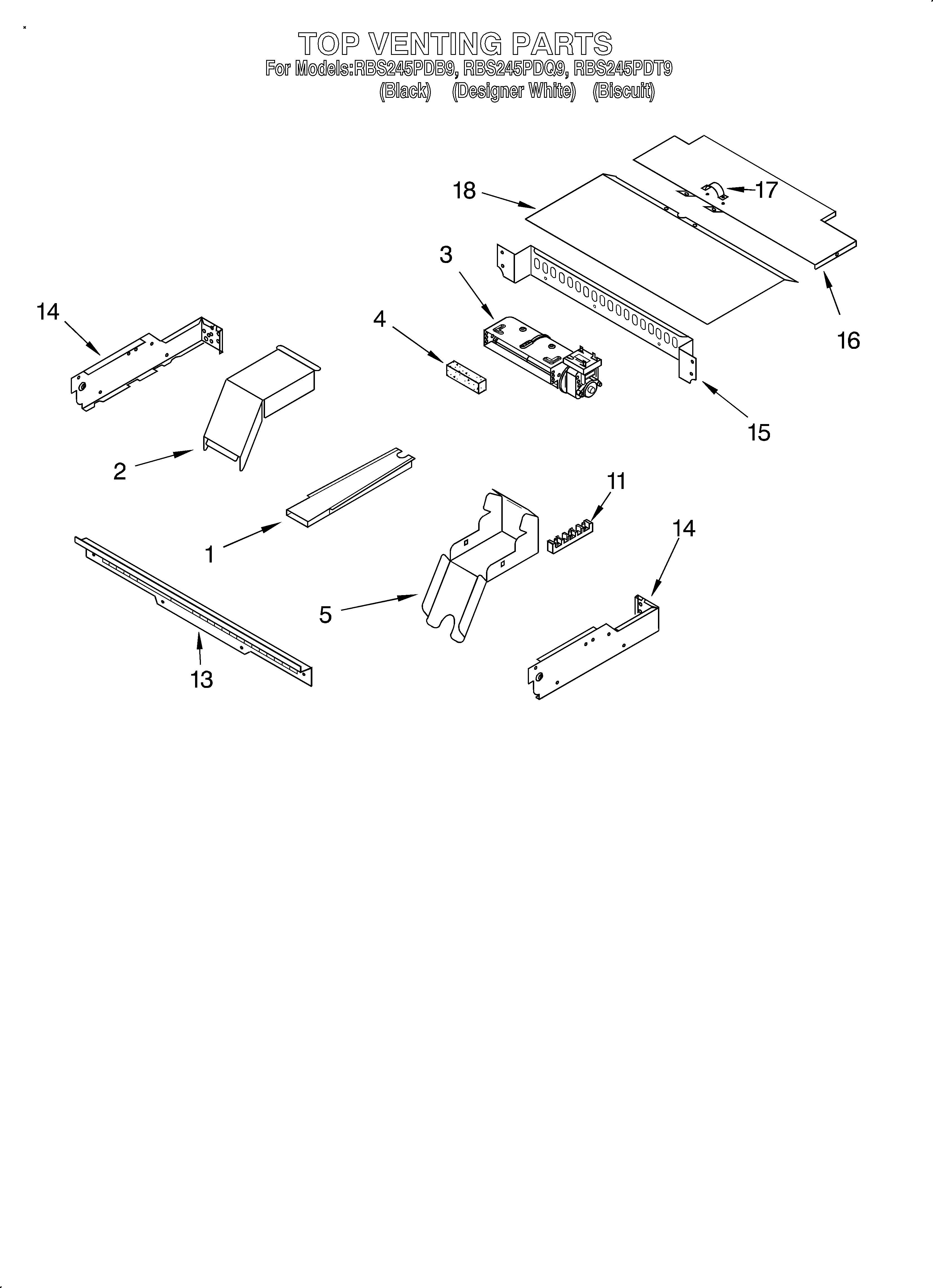Whirlpool RBS245PDB9 top venting/optional diagram