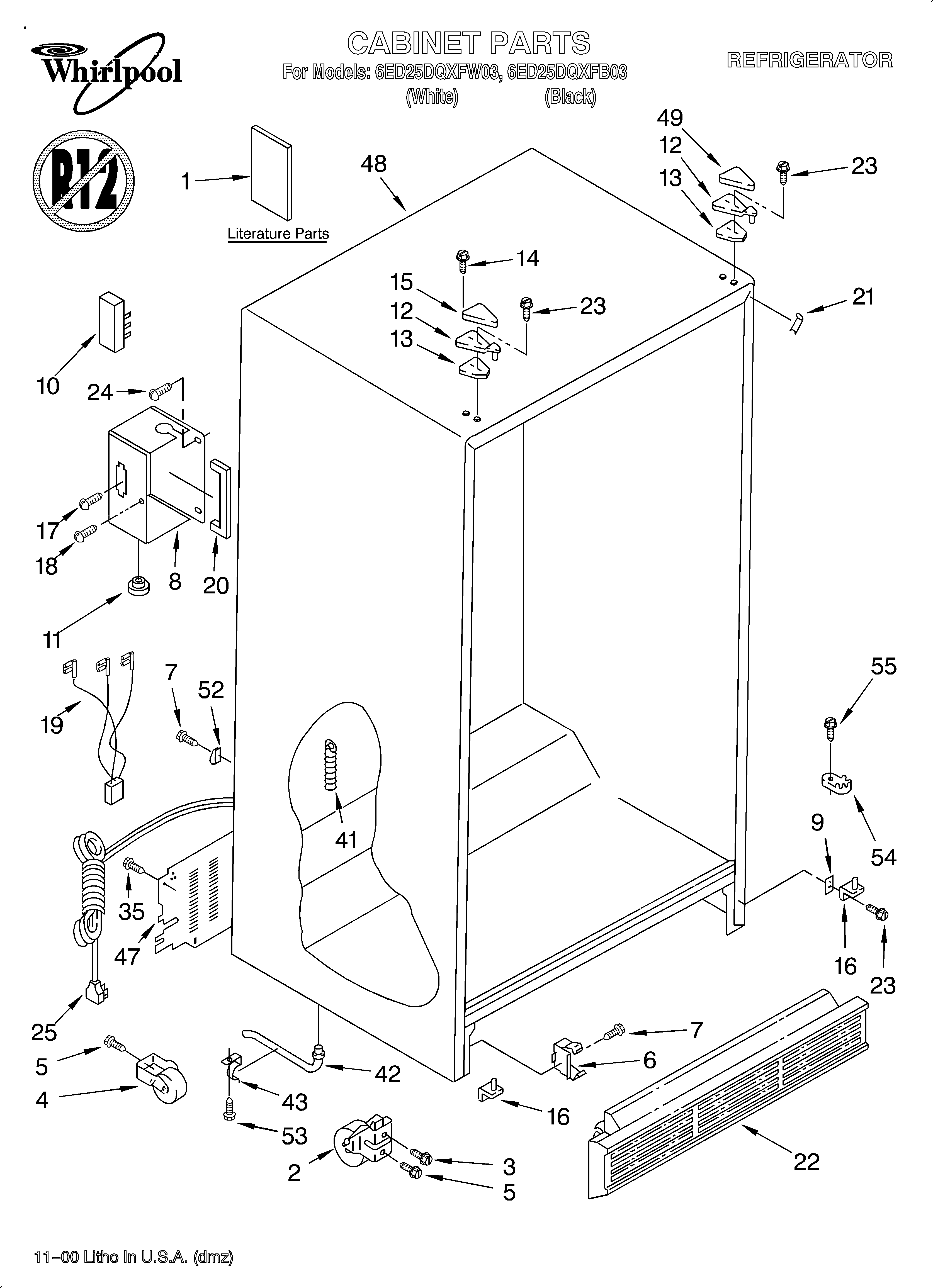 Whirlpool 6ED25DQXFB03 cabinet/literature diagram