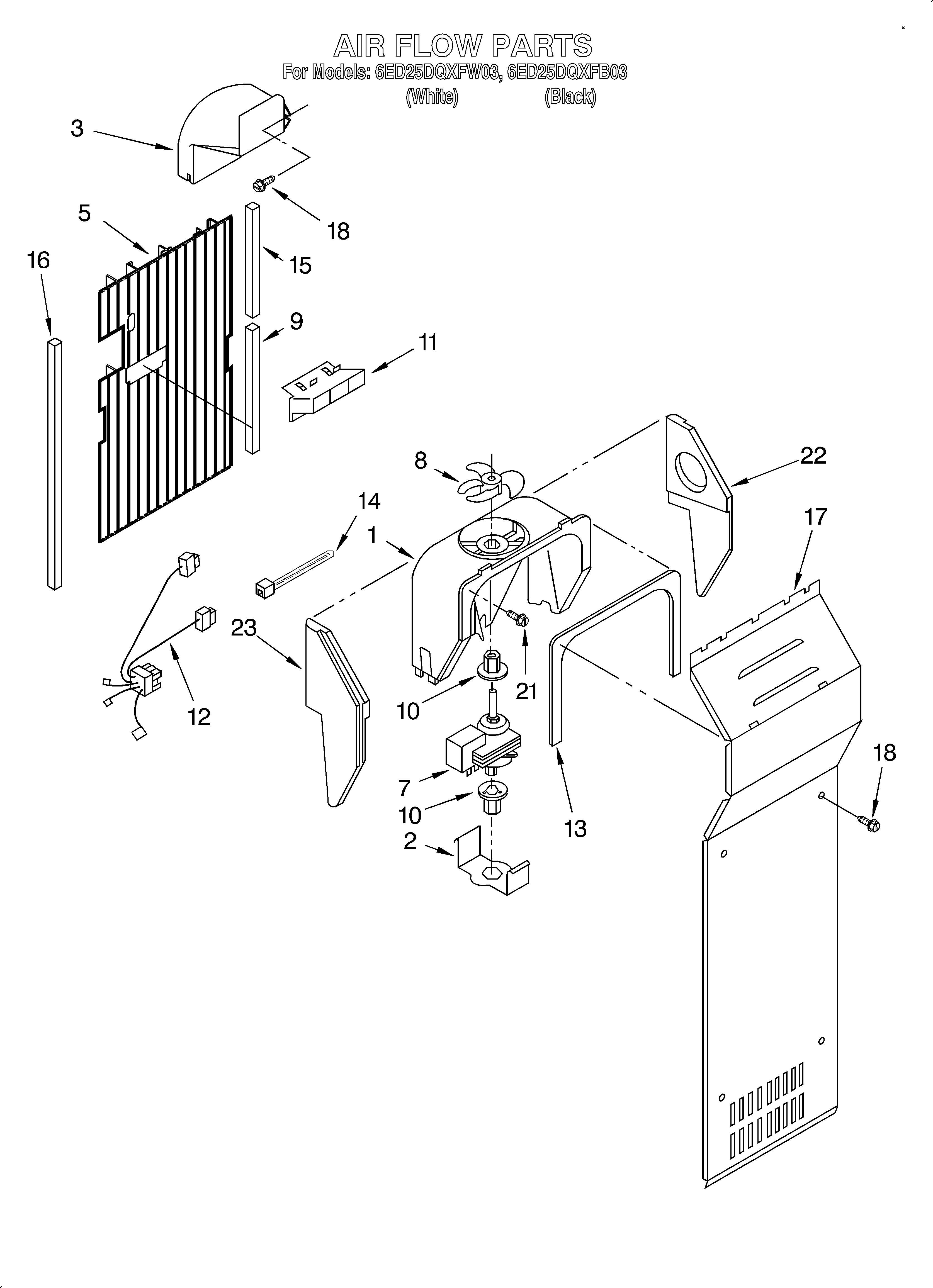 Whirlpool 6ED25DQXFB03 airflow diagram