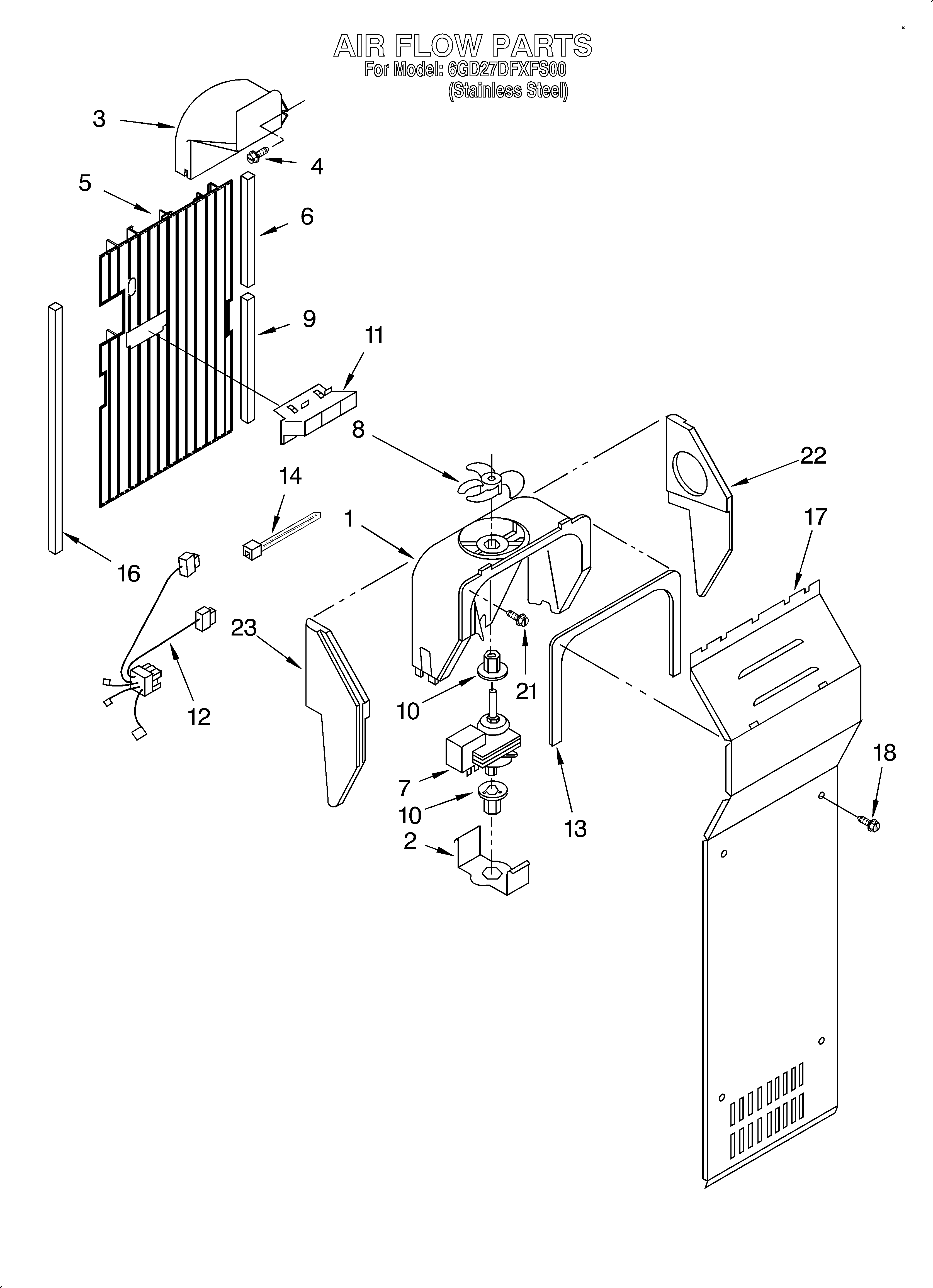 Whirlpool 6GD27DFXFS00 air flow diagram