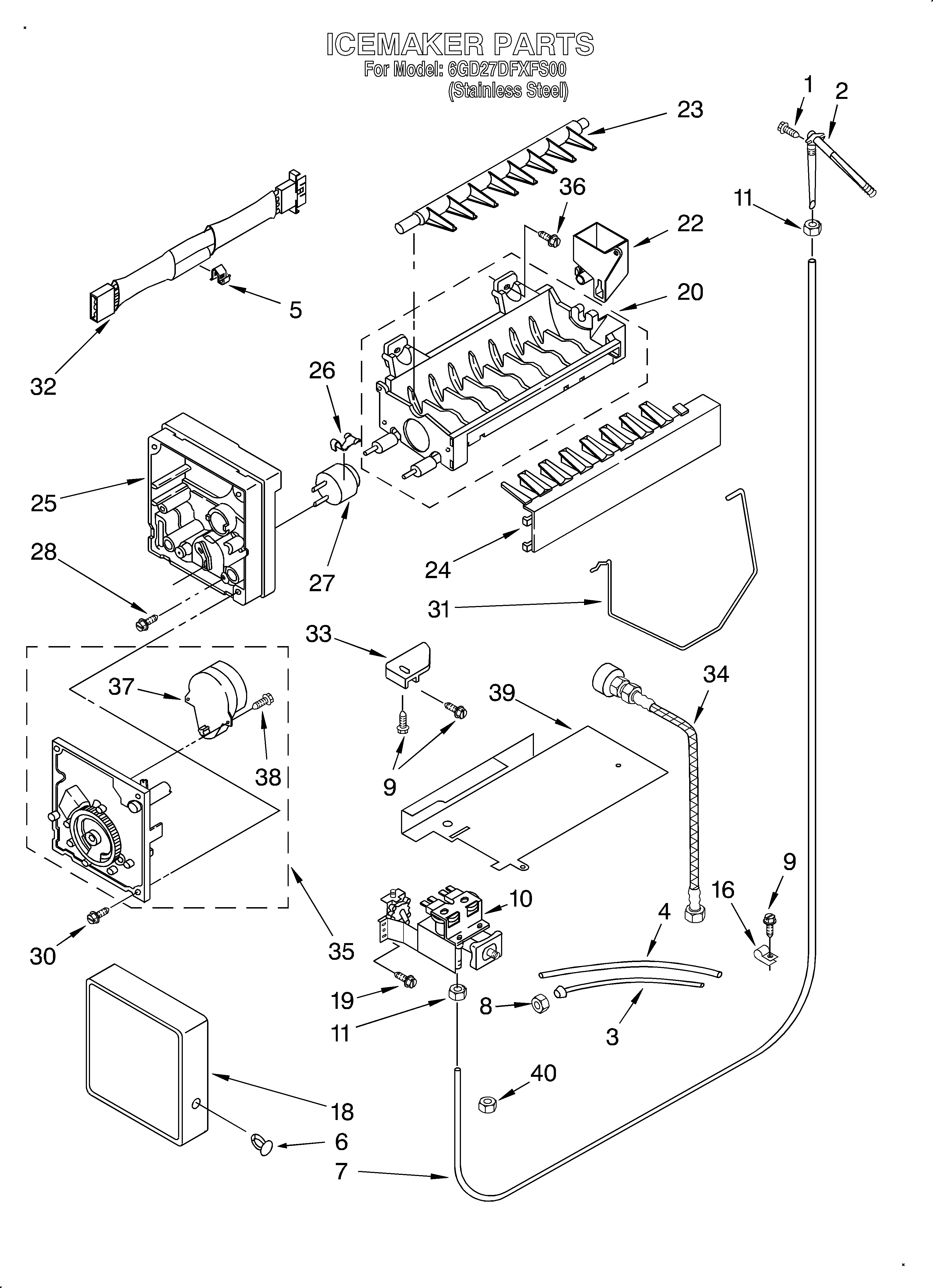 Whirlpool 6GD27DFXFS00 ice maker/optional diagram