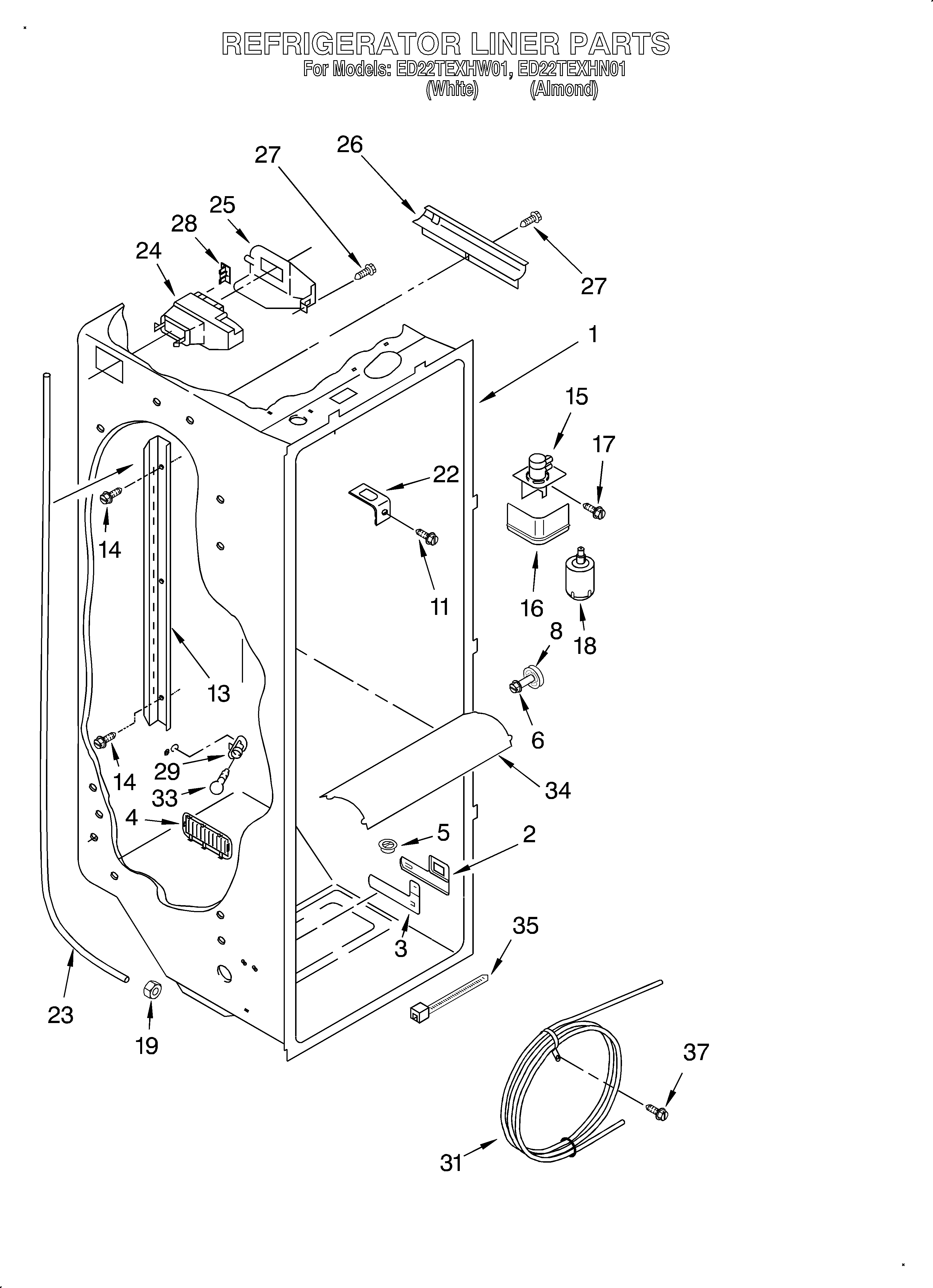 Whirlpool ED22TEXHN01 refrigerator liner diagram