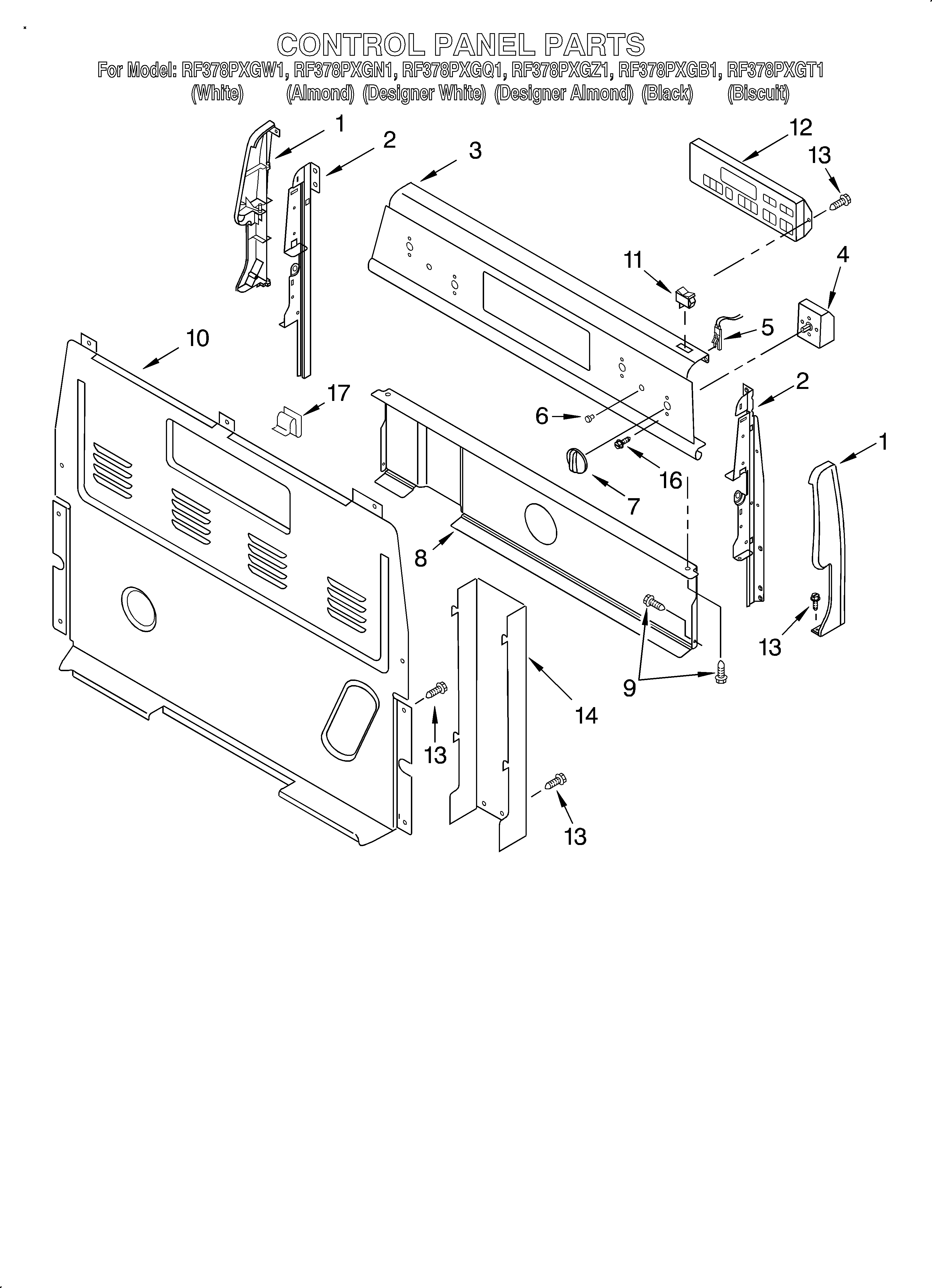 Whirlpool RF378PXGB1 control panel diagram