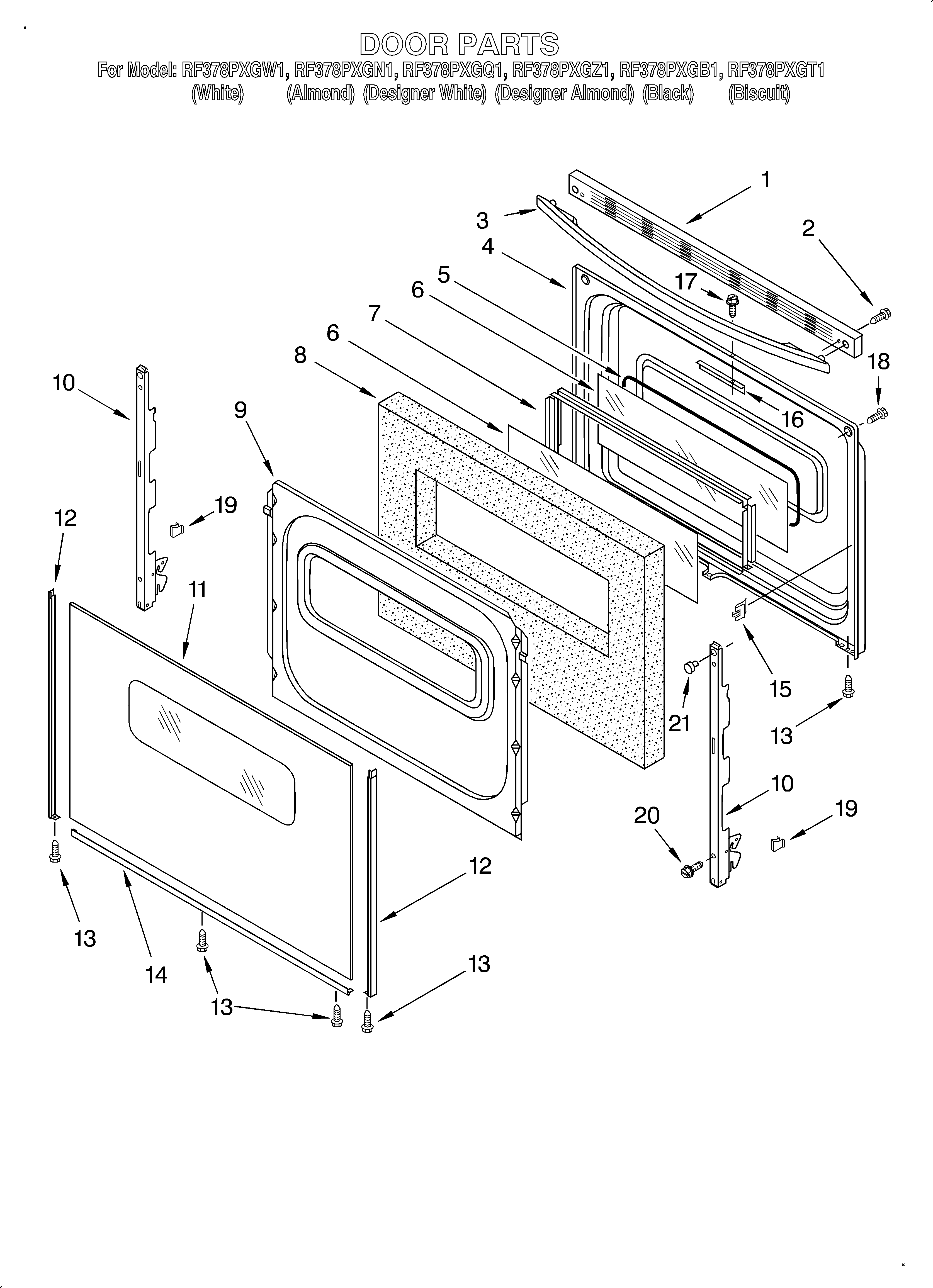 Whirlpool RF378PXGB1 door diagram