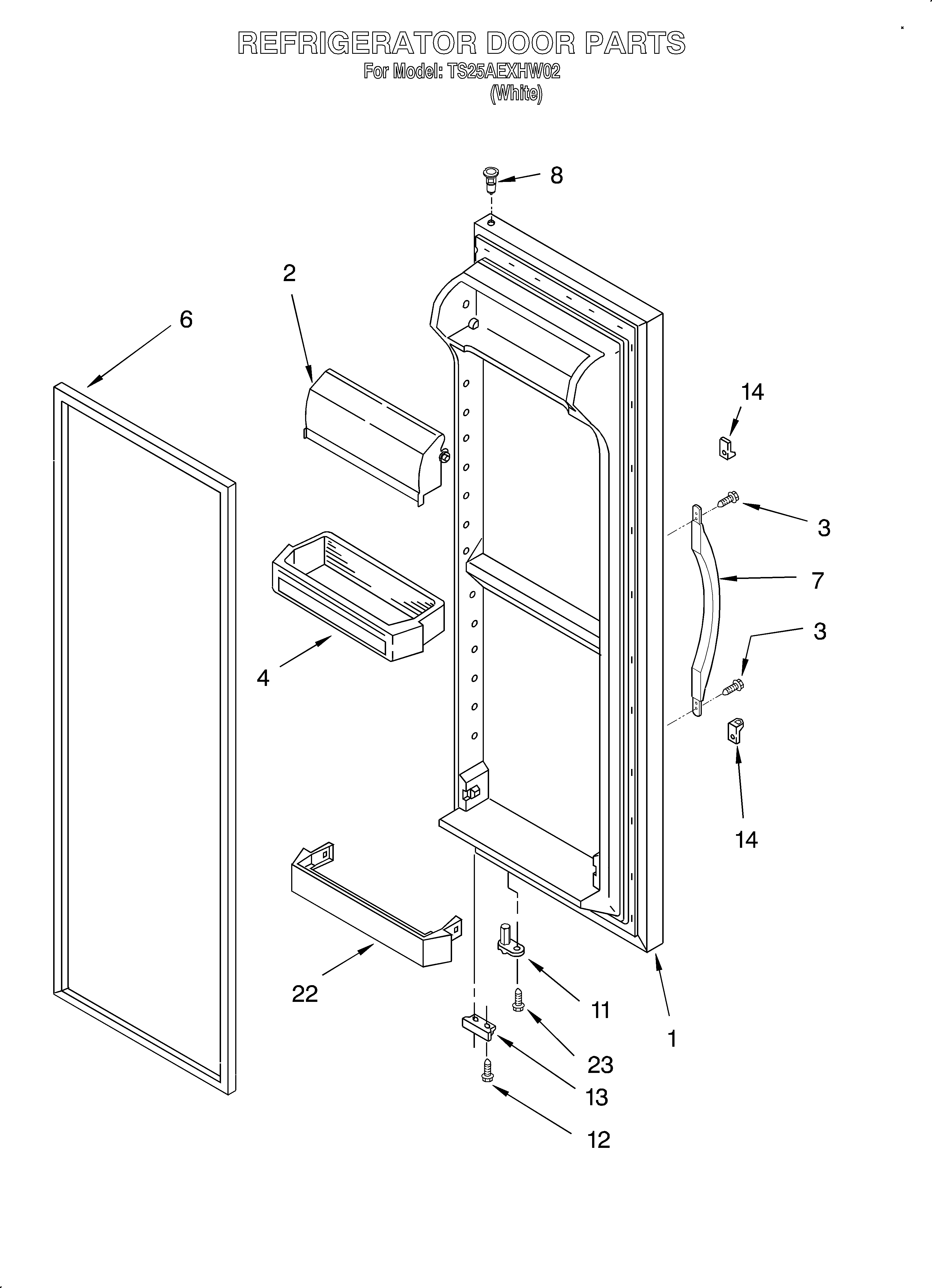 Estate TS25AEXHW02 refrigerator door diagram