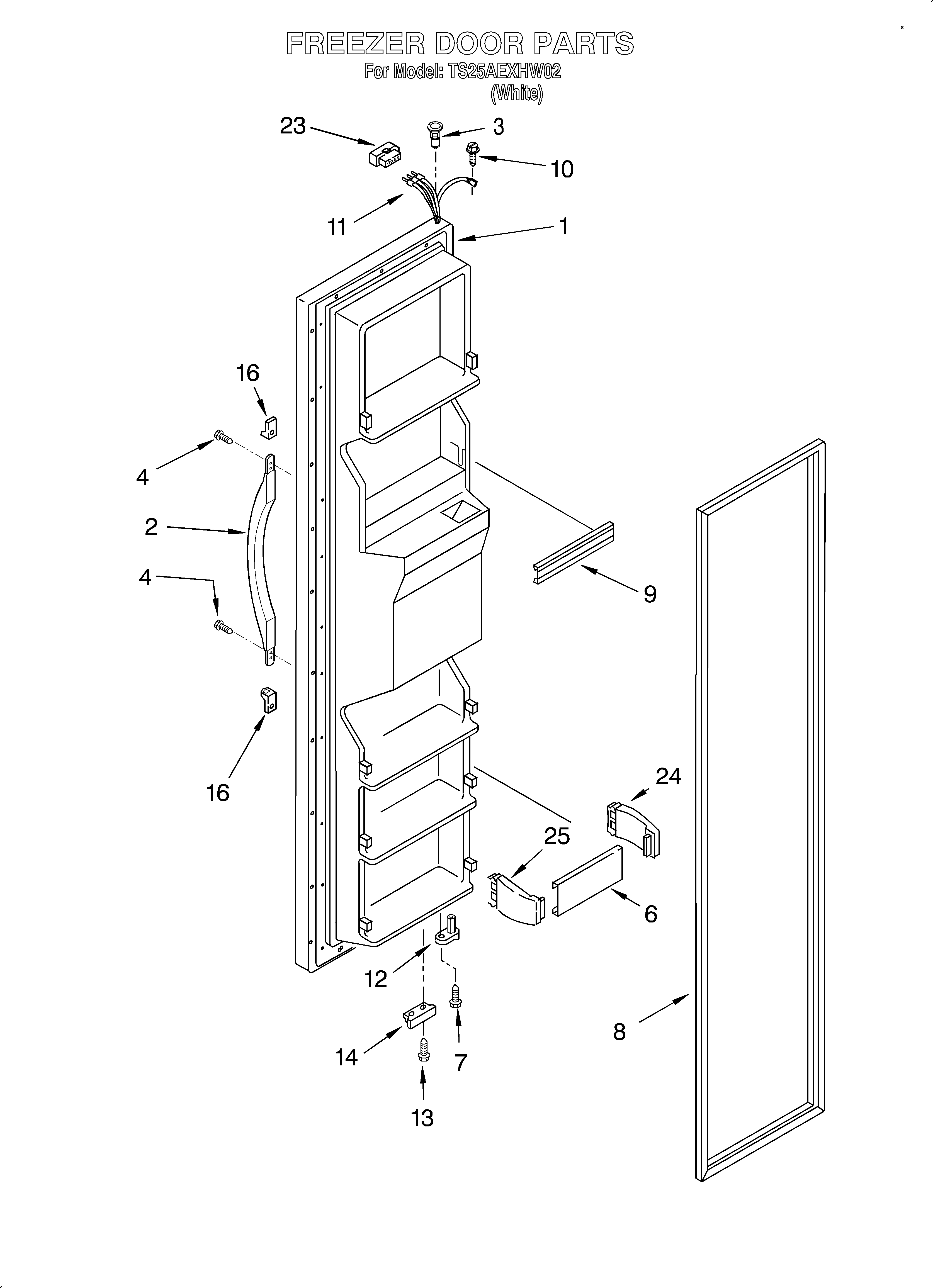Estate TS25AEXHW02 freezer door diagram