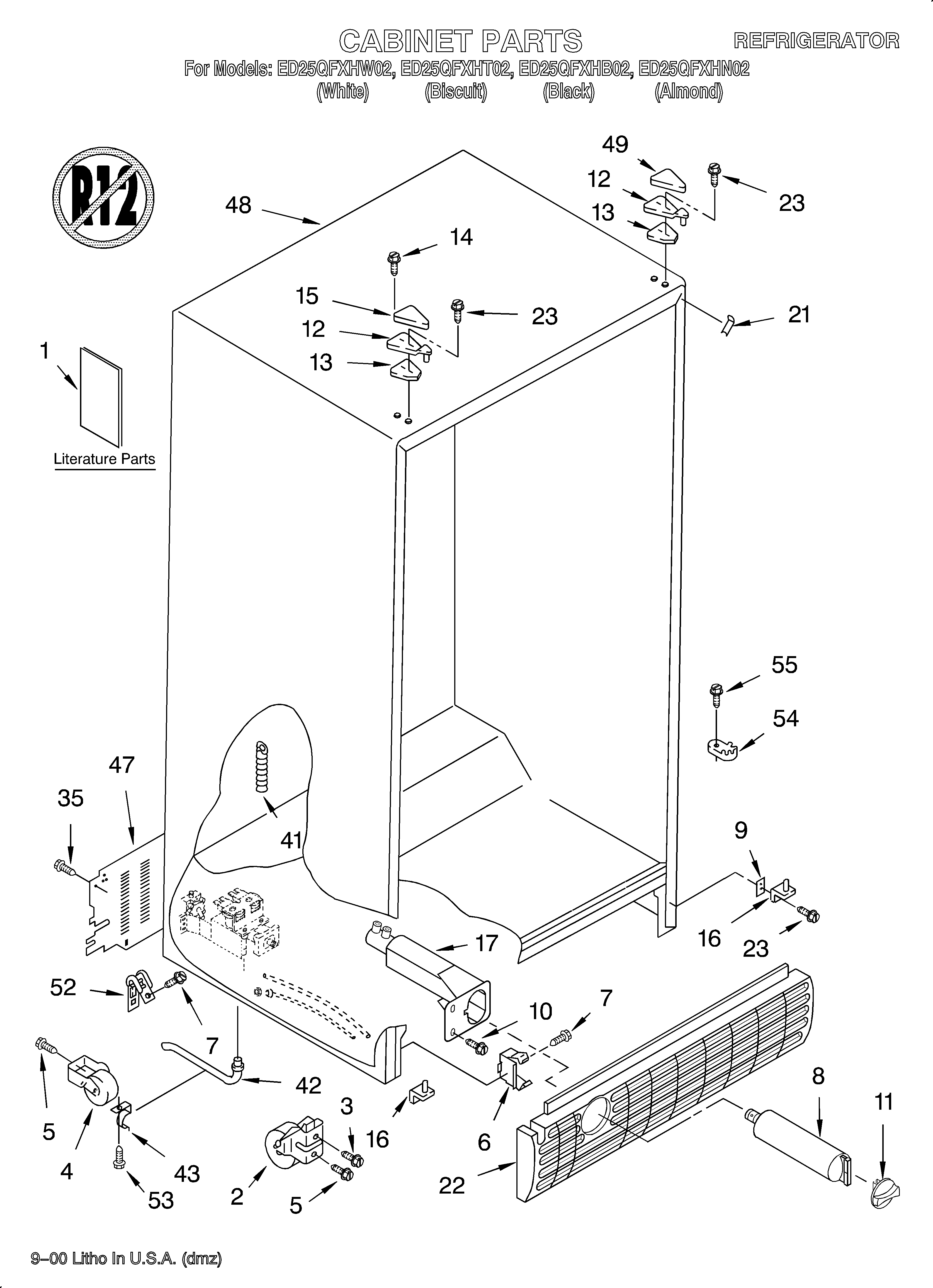 Whirlpool ED25QFXHB02 cabinet/literature diagram