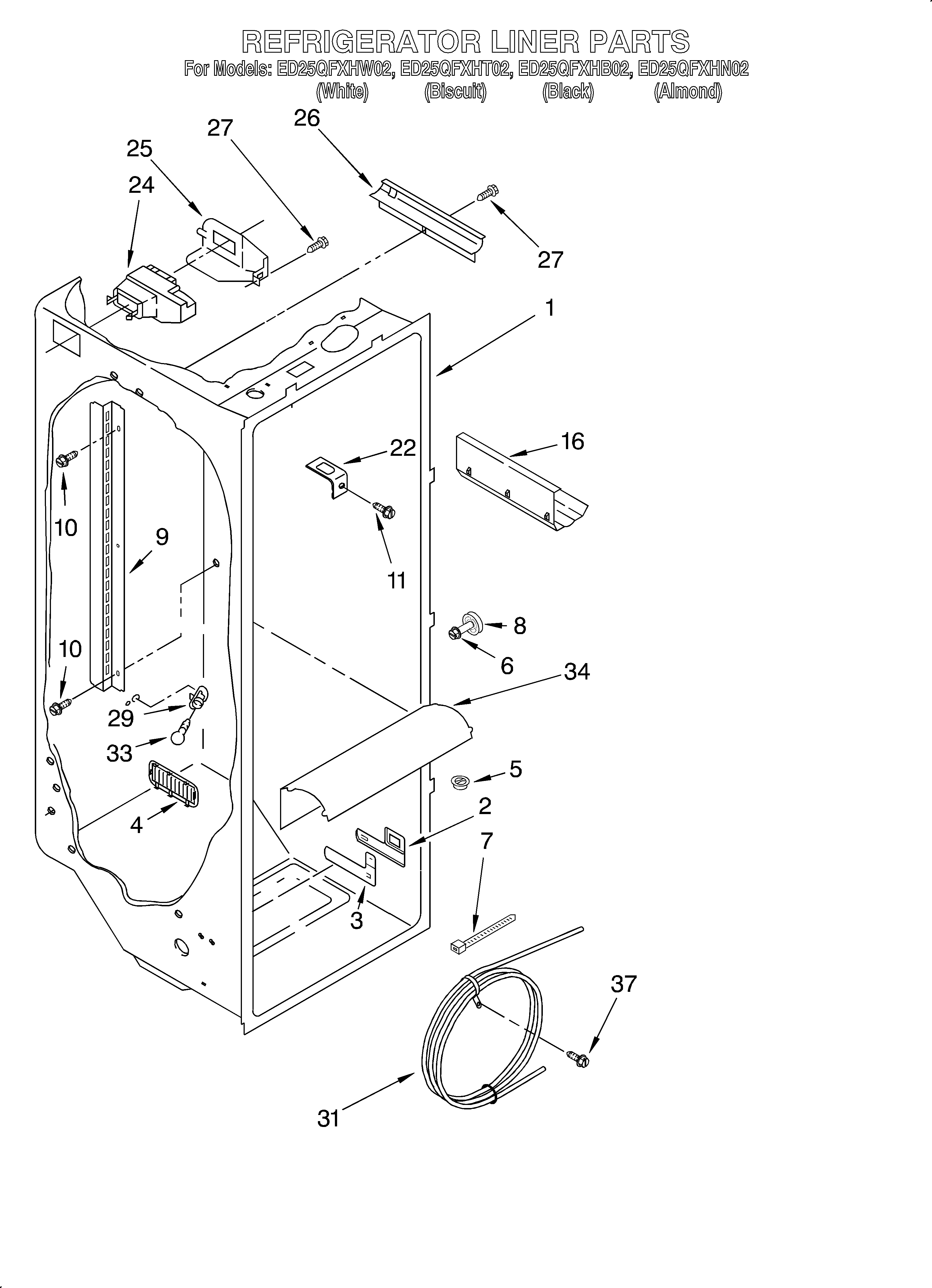 Whirlpool ED25QFXHB02 refrigerator liner diagram