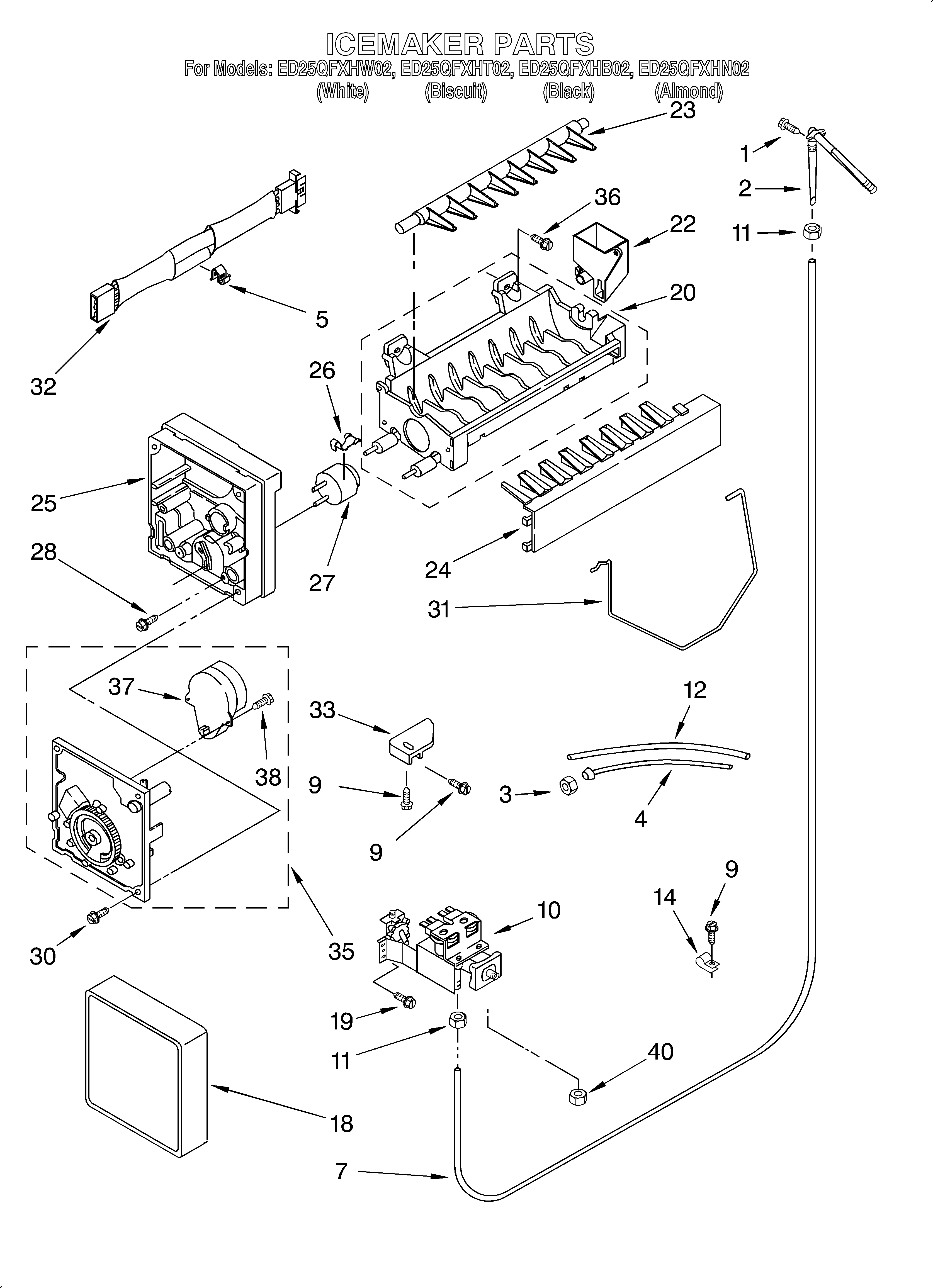 Whirlpool ED25QFXHB02 icemaker/optional diagram