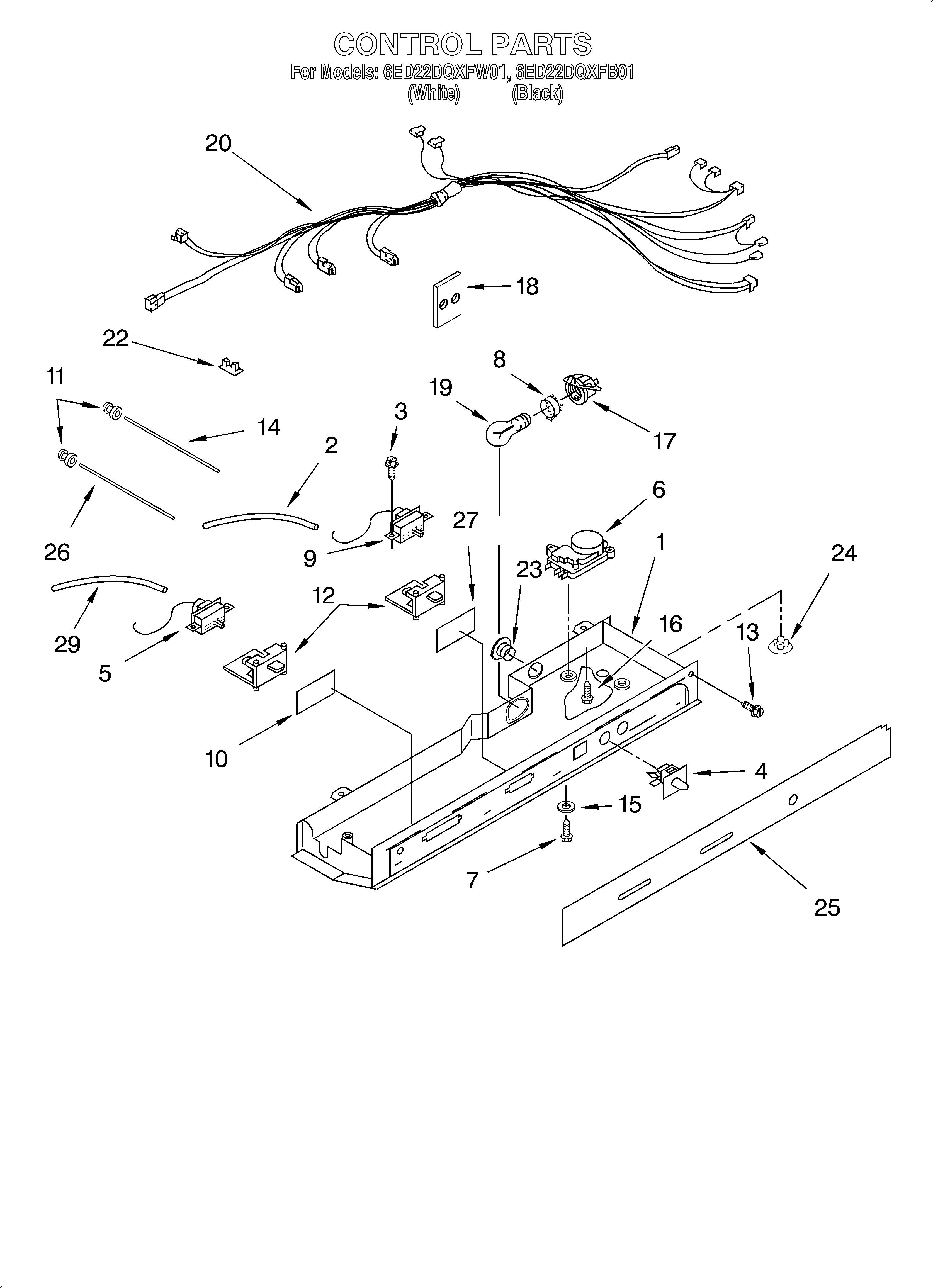 Whirlpool 6ED22DQXFW01 control/optional diagram