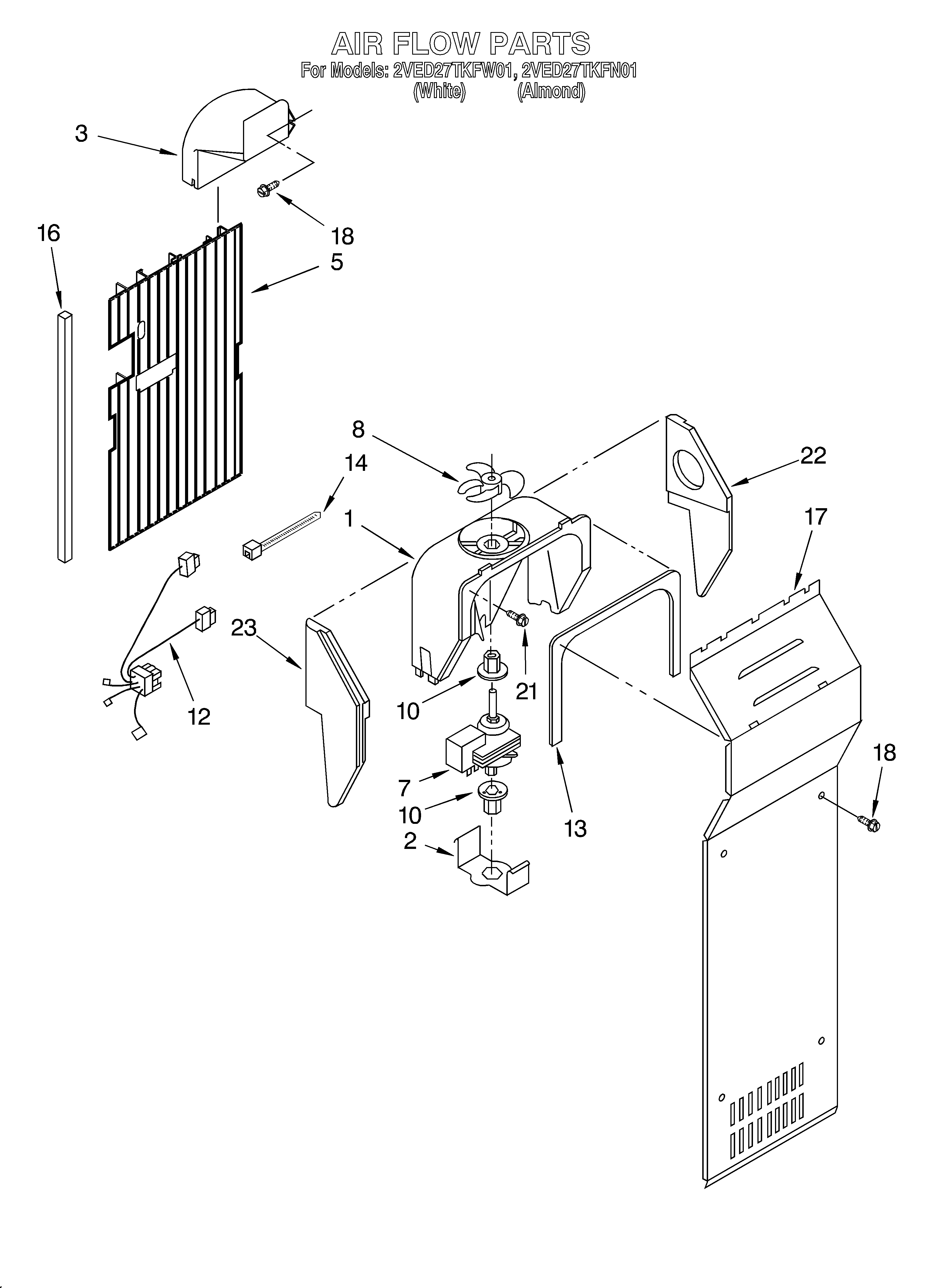 Whirlpool 2VED27TKFW01 air flow diagram