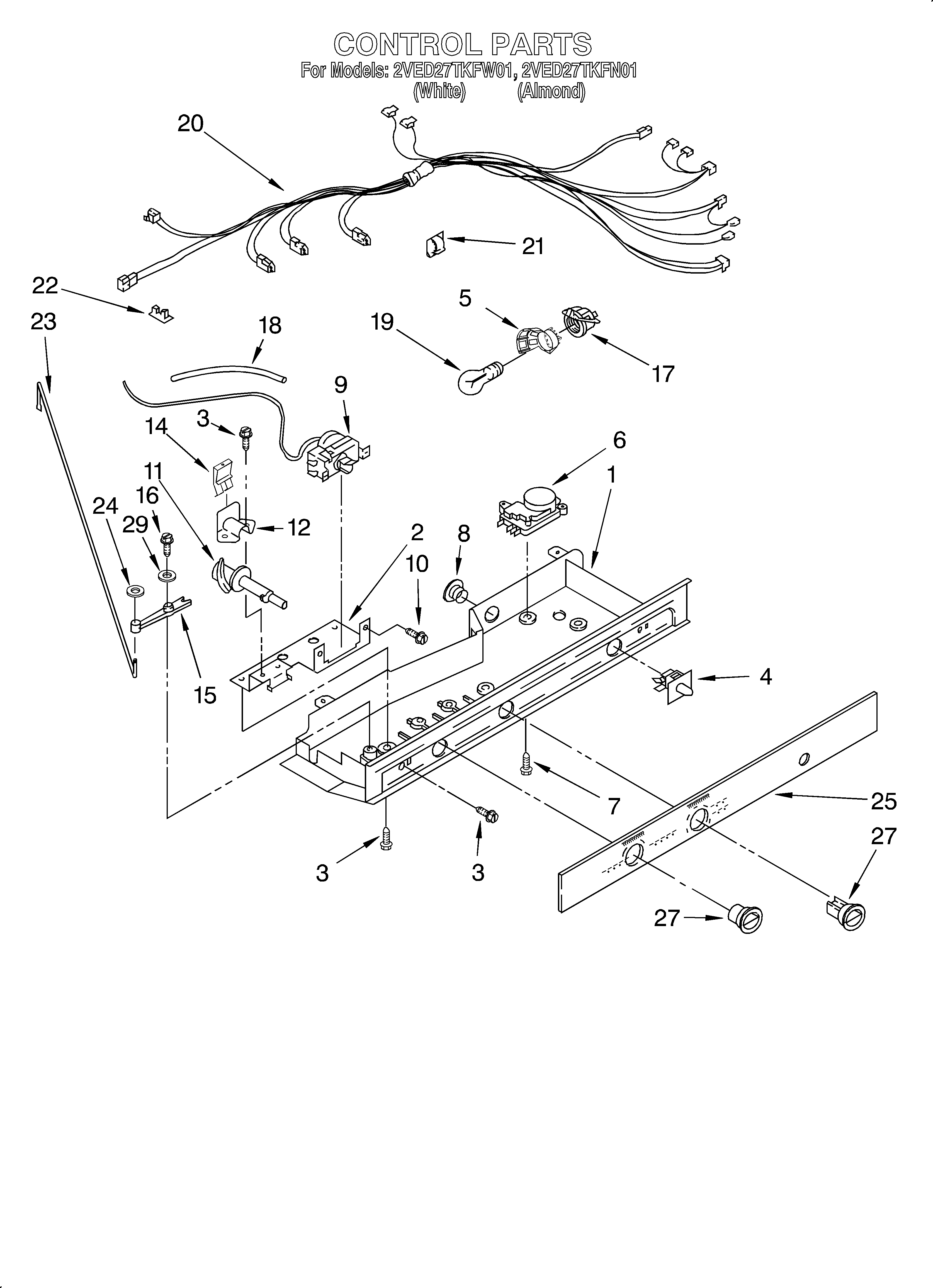 Whirlpool 2VED27TKFW01 control diagram