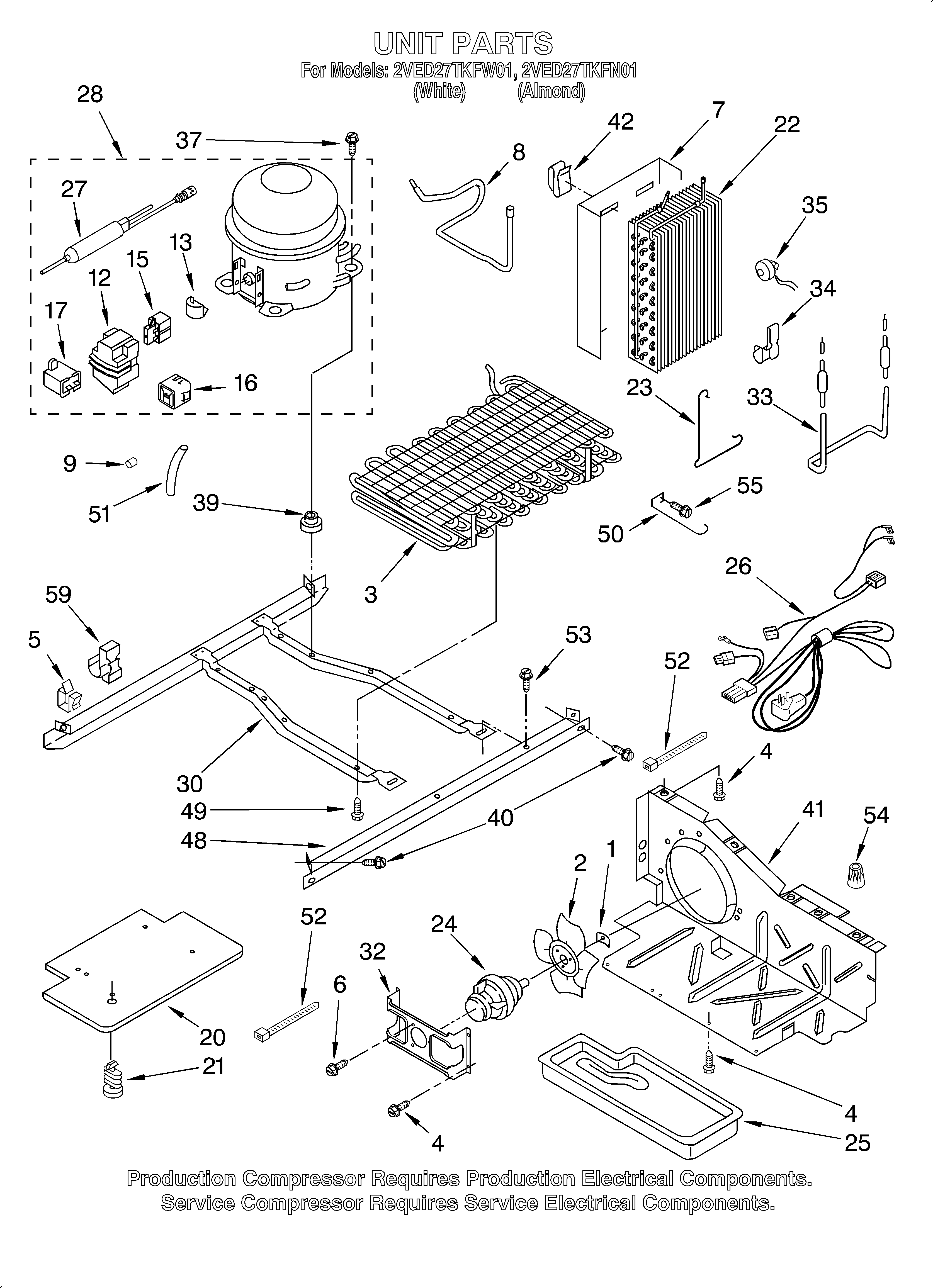 Whirlpool 2VED27TKFW01 unit/optional diagram