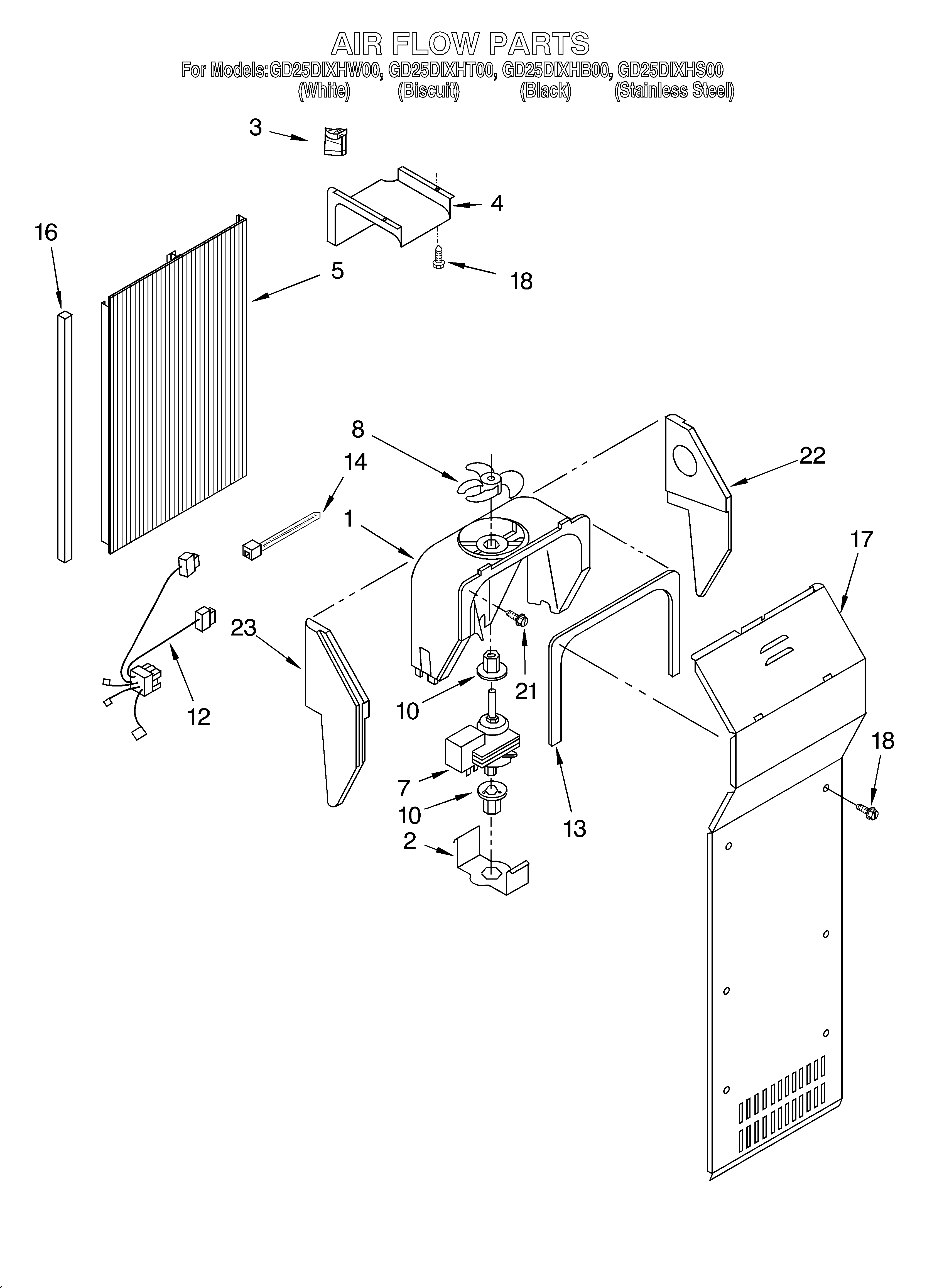 Whirlpool GD25DIXHT00 air flow diagram