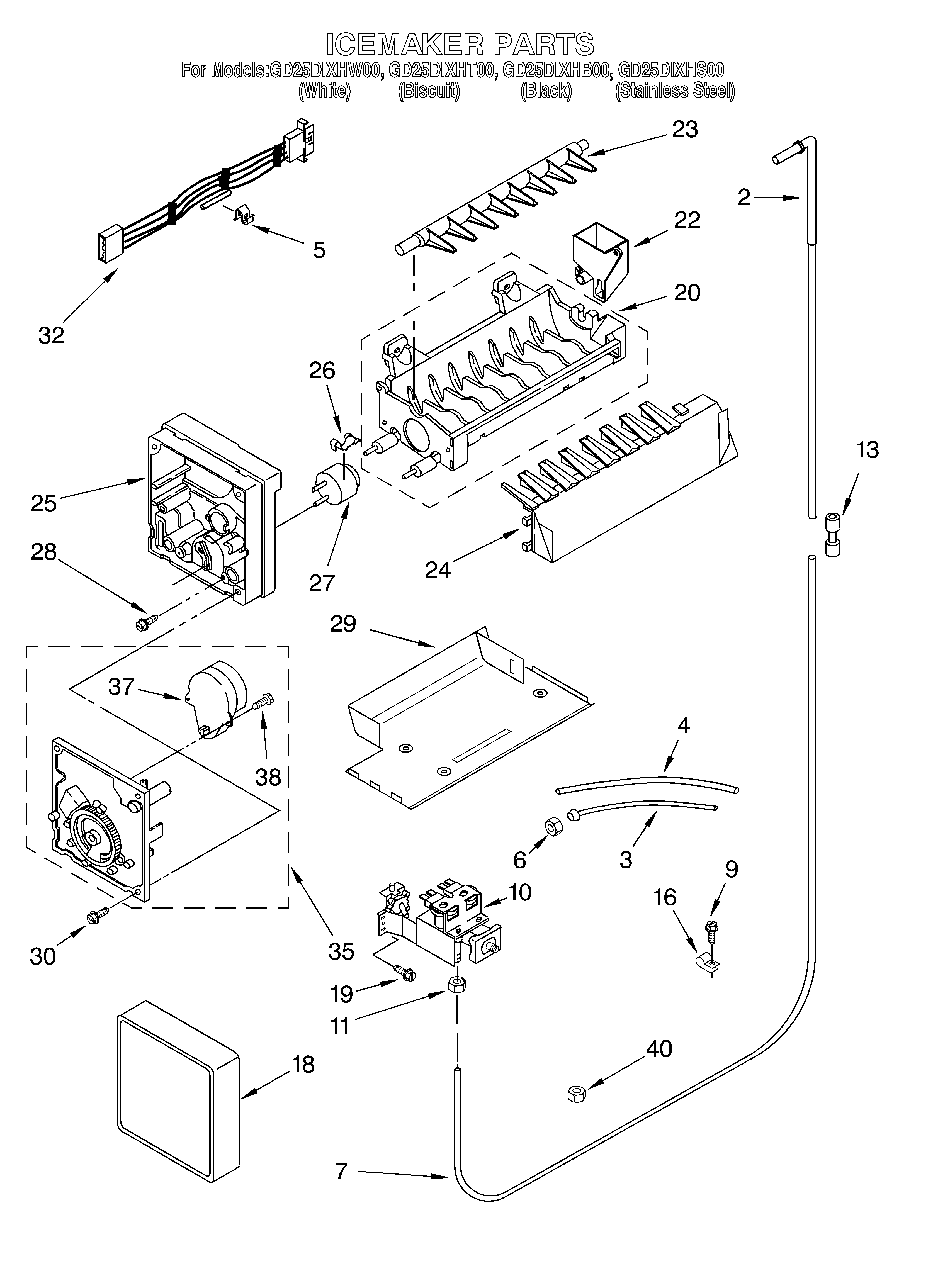 Whirlpool GD25DIXHT00 ice maker/optional diagram