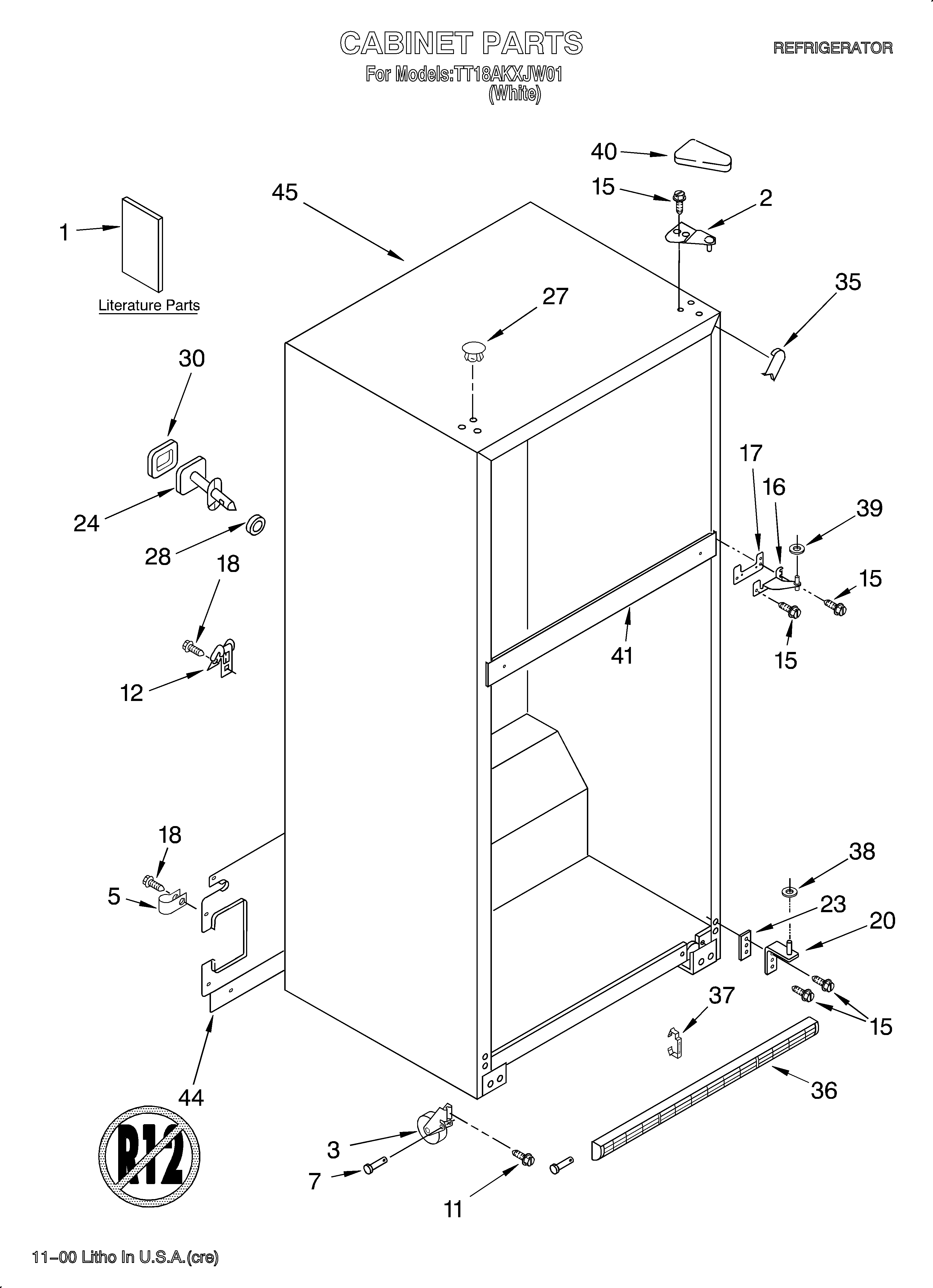 Estate TT18AKXJW01 cabinet/literature diagram