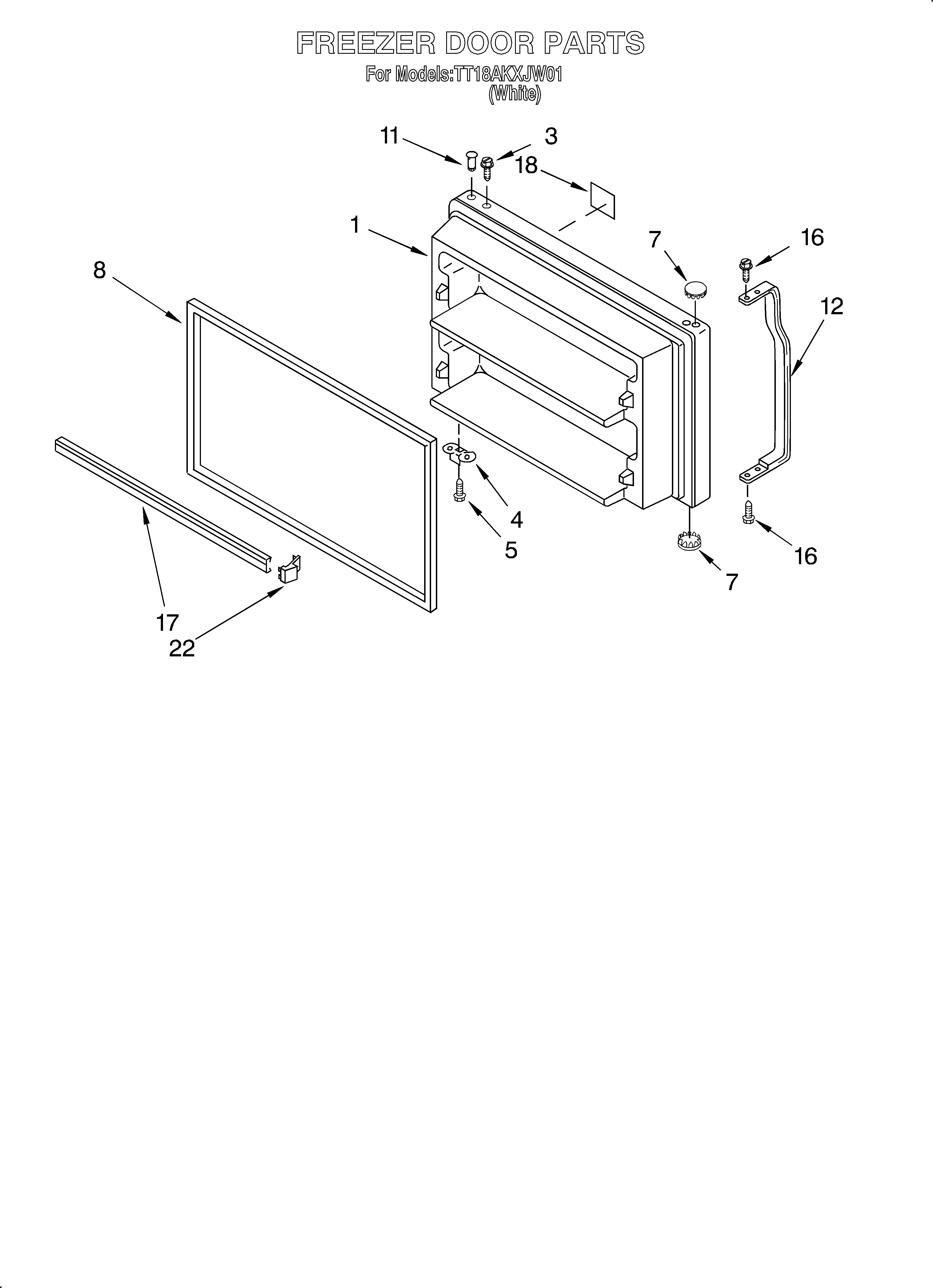 Estate TT18AKXJW01 freezer door diagram