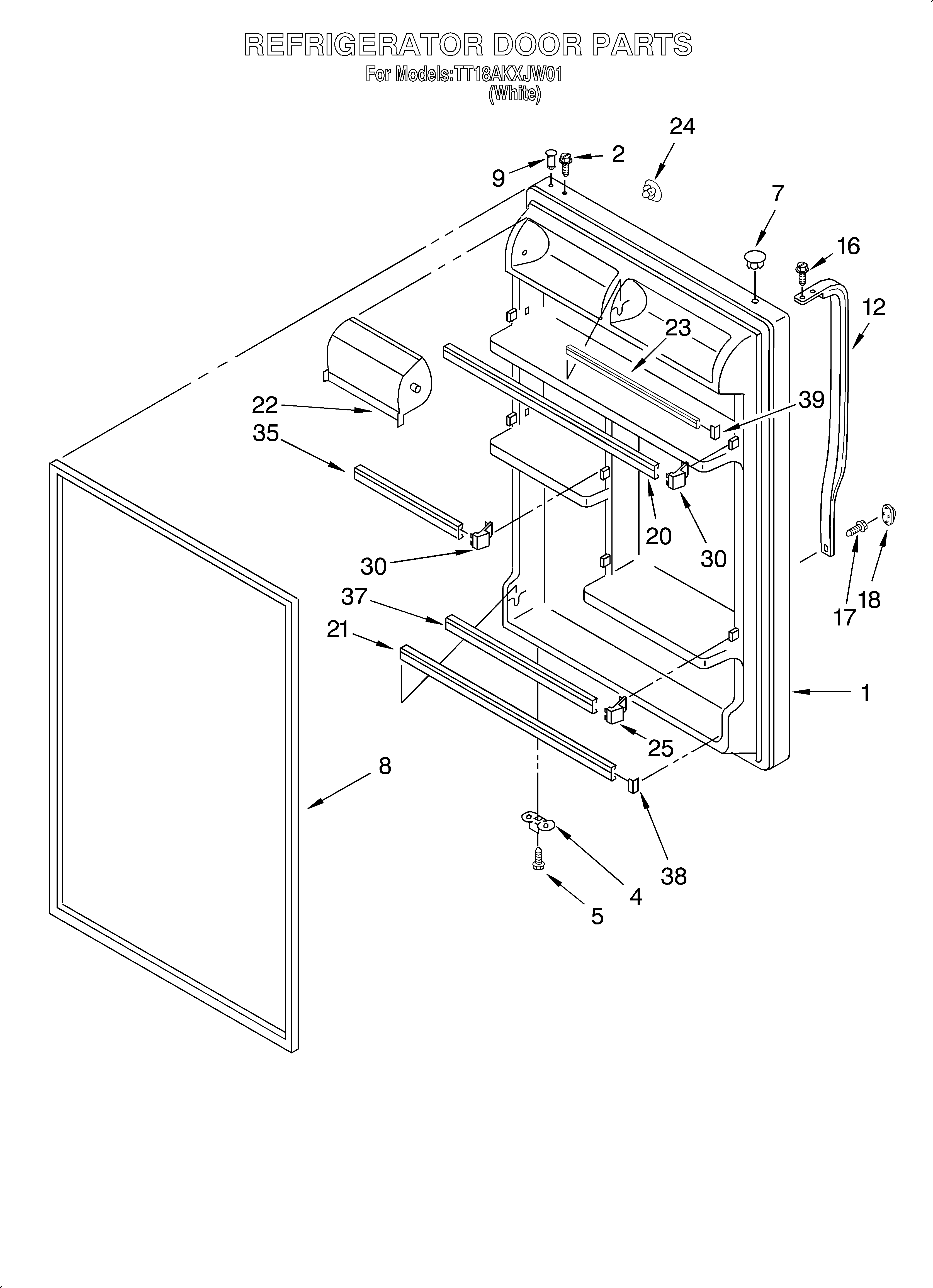 Estate TT18AKXJW01 refrigerator door diagram