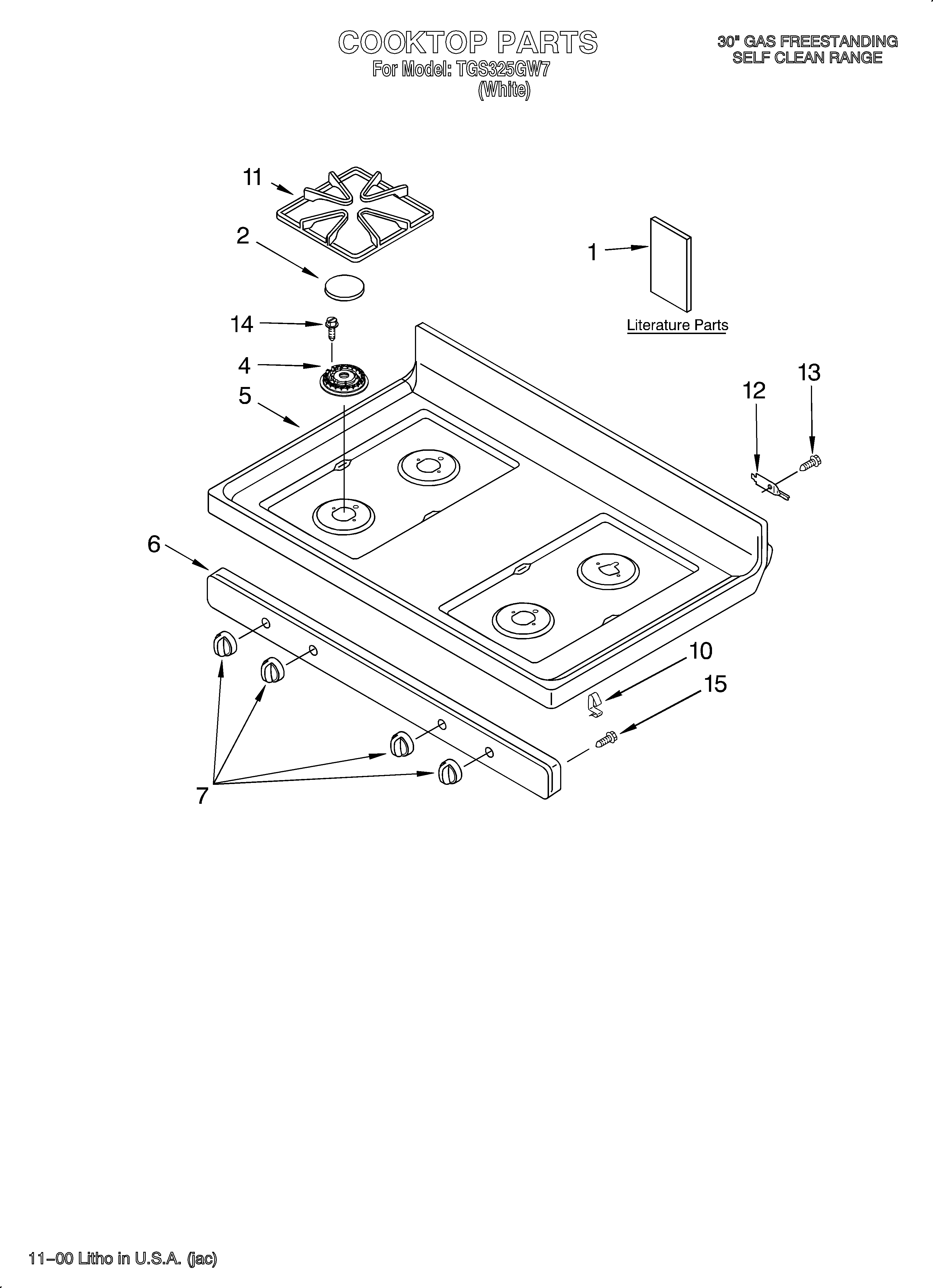 Estate TGS325GW7 cooktop/literature diagram