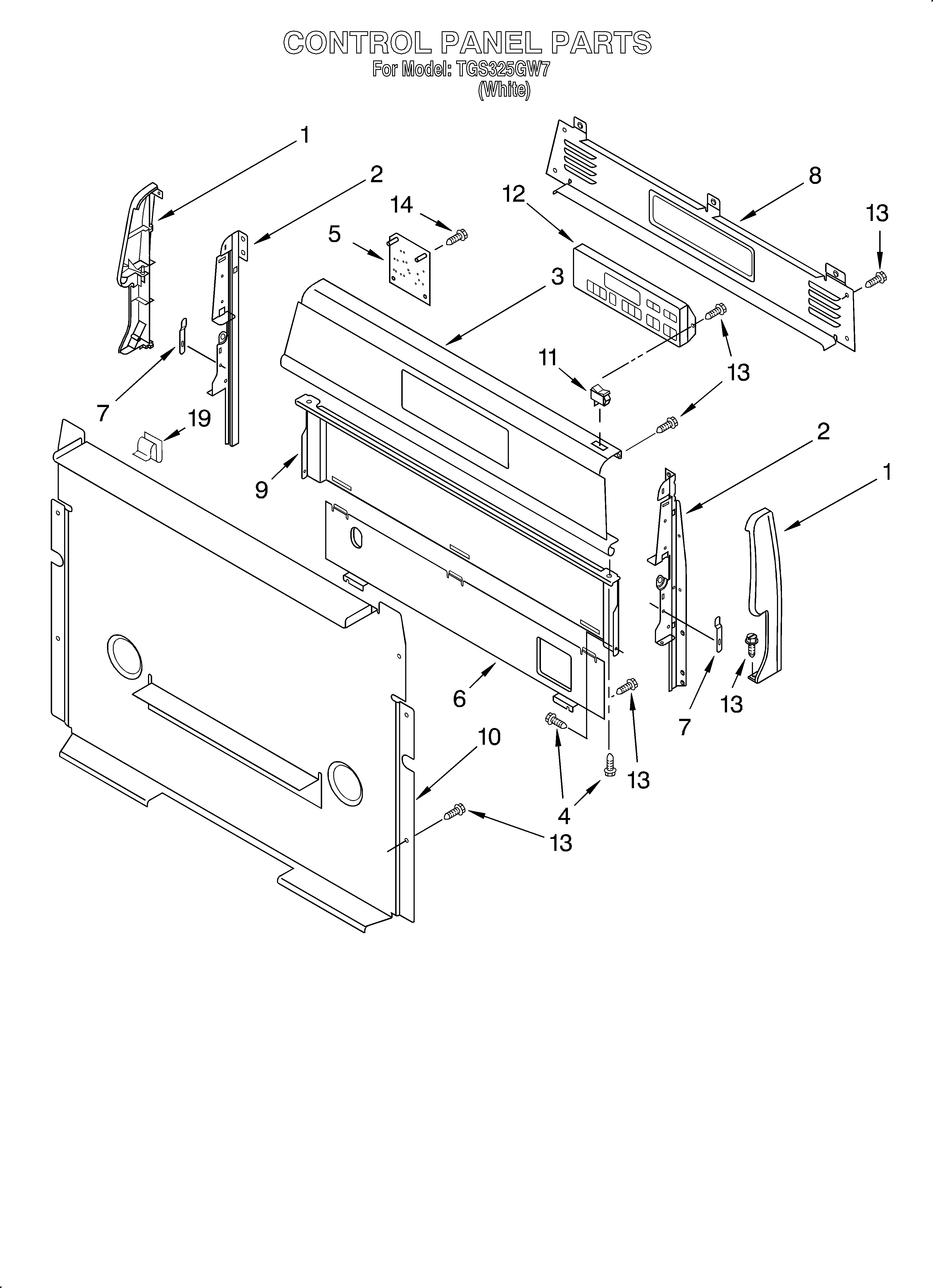 Estate TGS325GW7 control panel diagram
