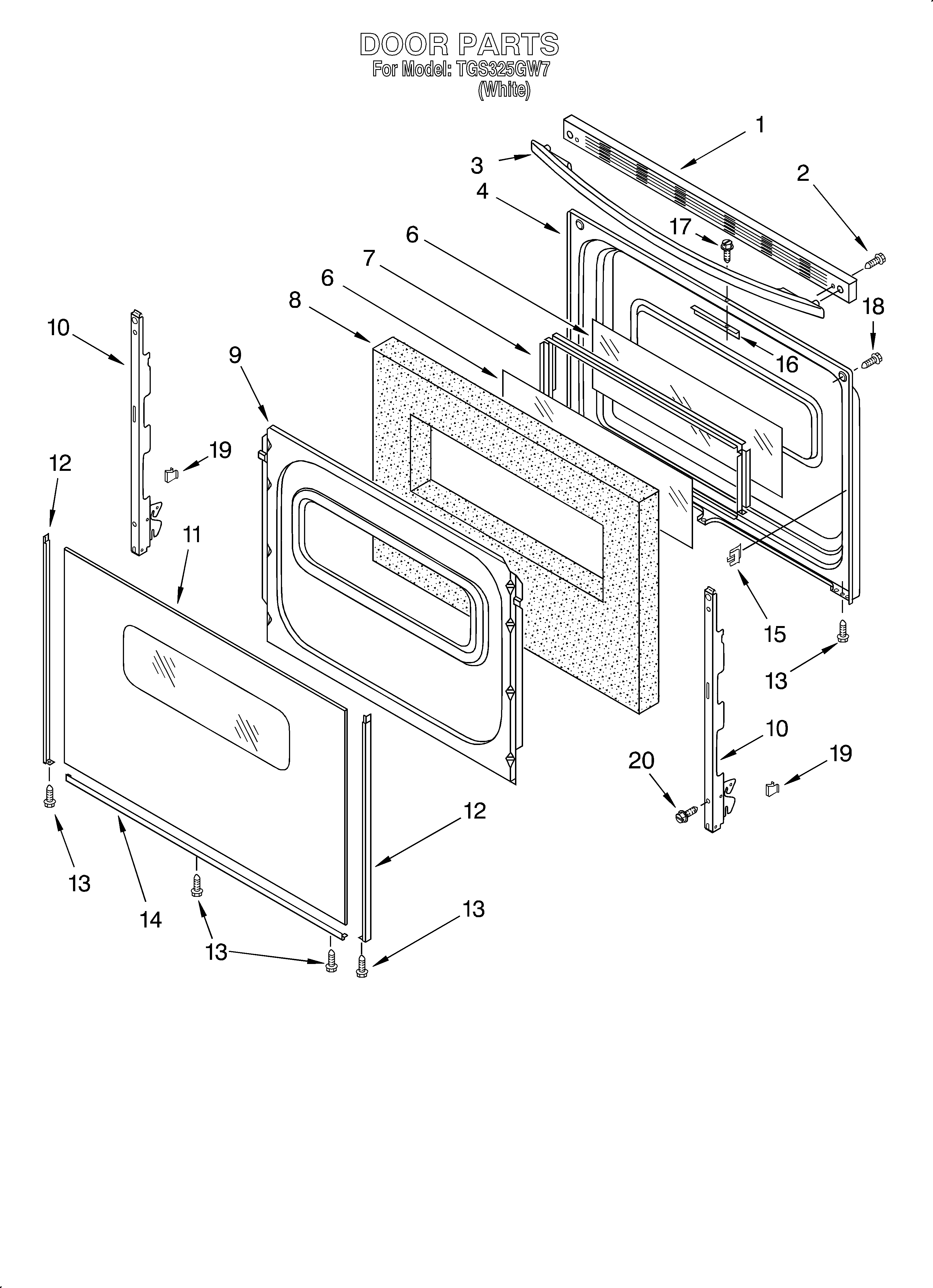 Estate TGS325GW7 door diagram