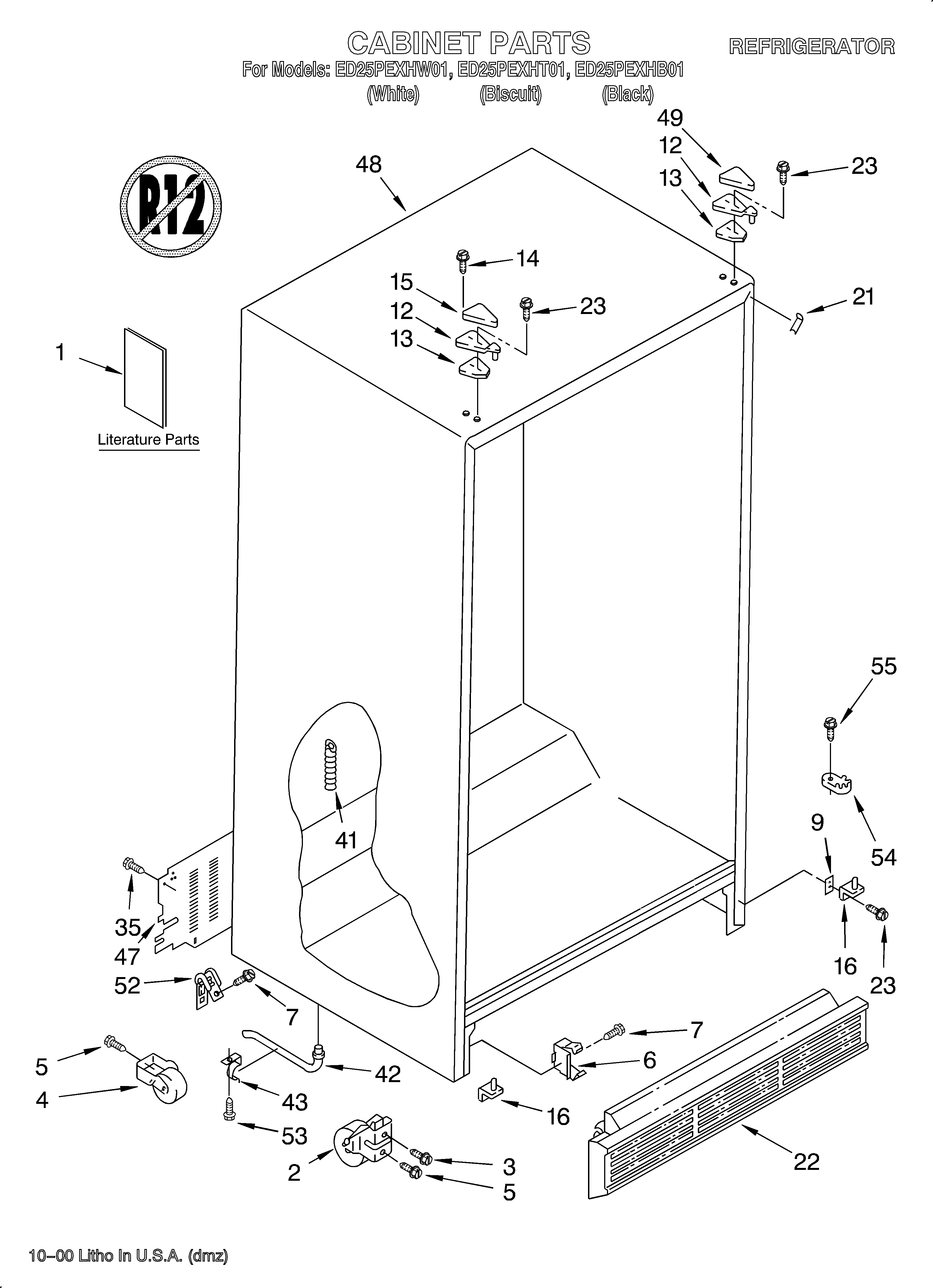 Whirlpool ED25PEXHT01 cabinet/literature diagram