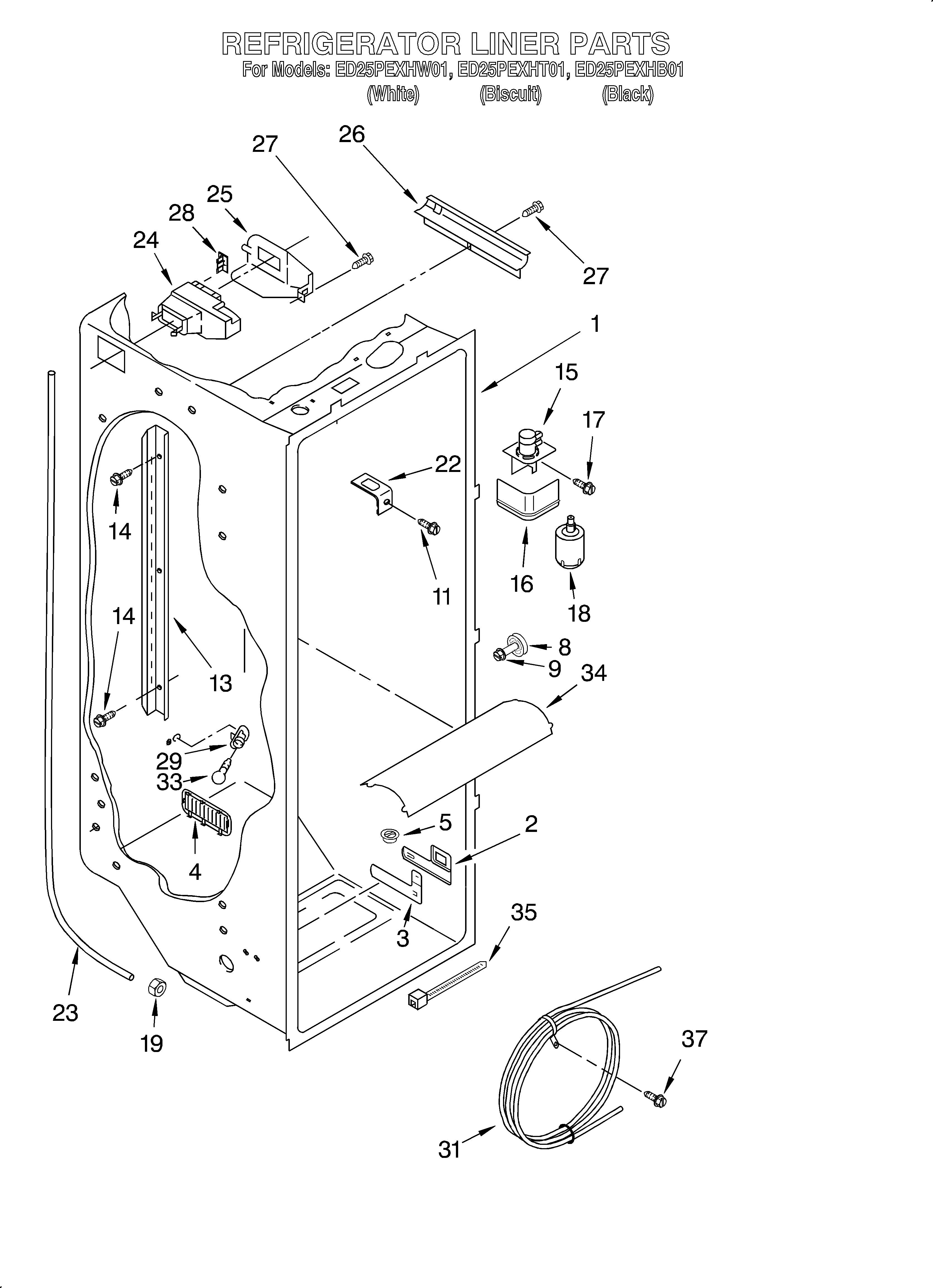 Whirlpool ED25PEXHT01 refrigerator liner diagram
