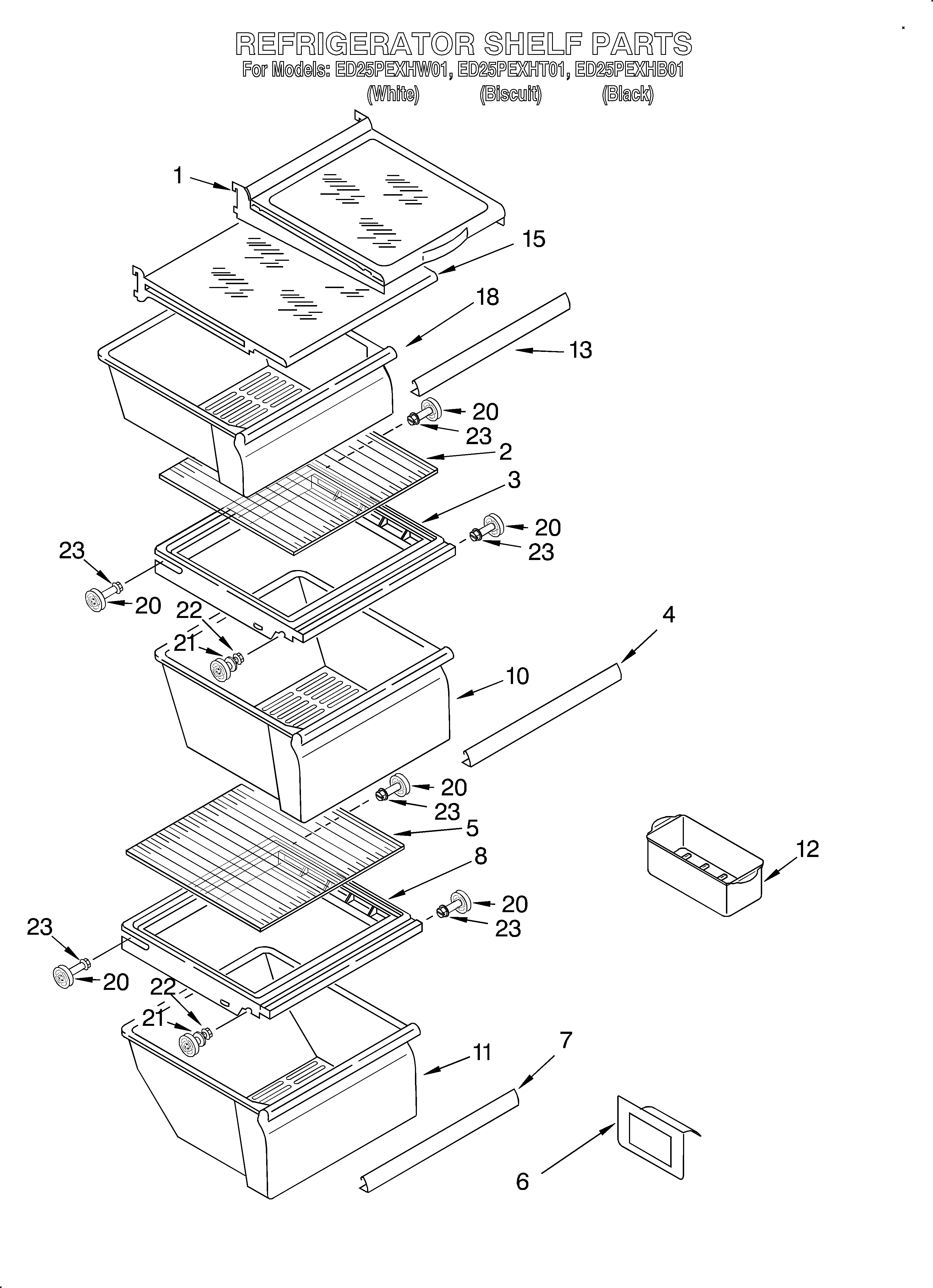 Whirlpool ED25PEXHT01 refrigerator shelf diagram