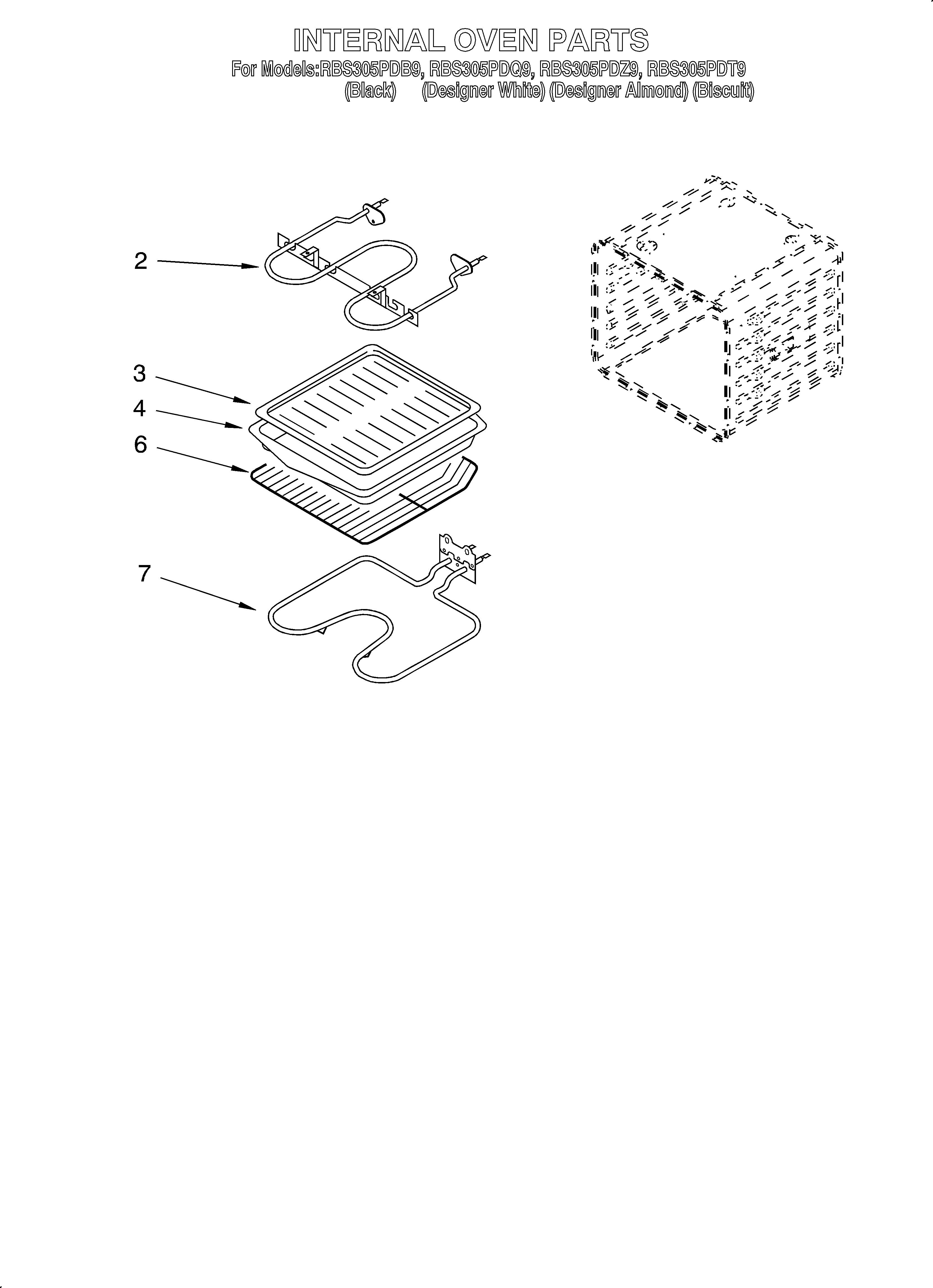 Whirlpool RBS305PDQ9 internal oven diagram