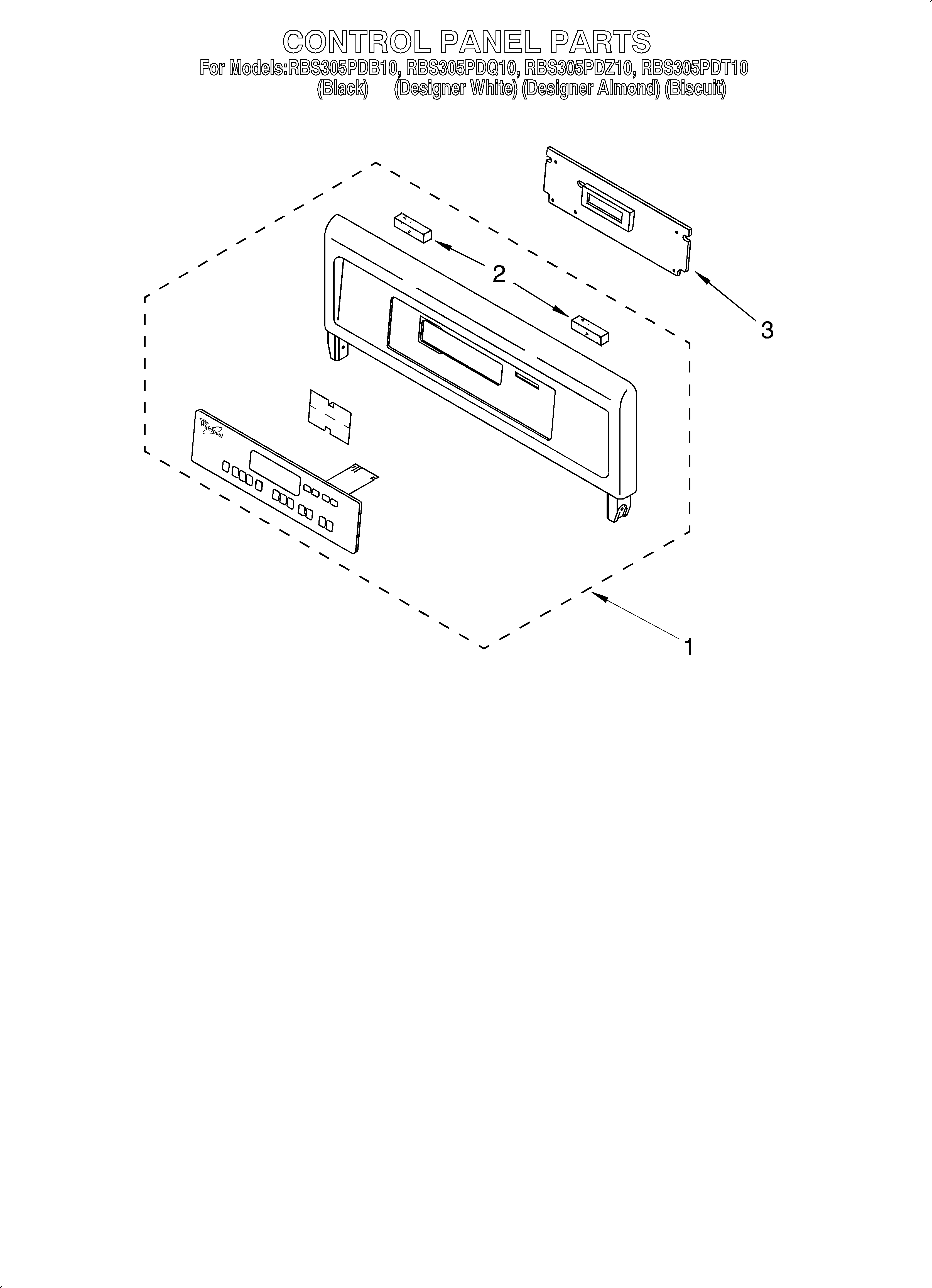 Whirlpool RBS305PDZ10 control panel diagram