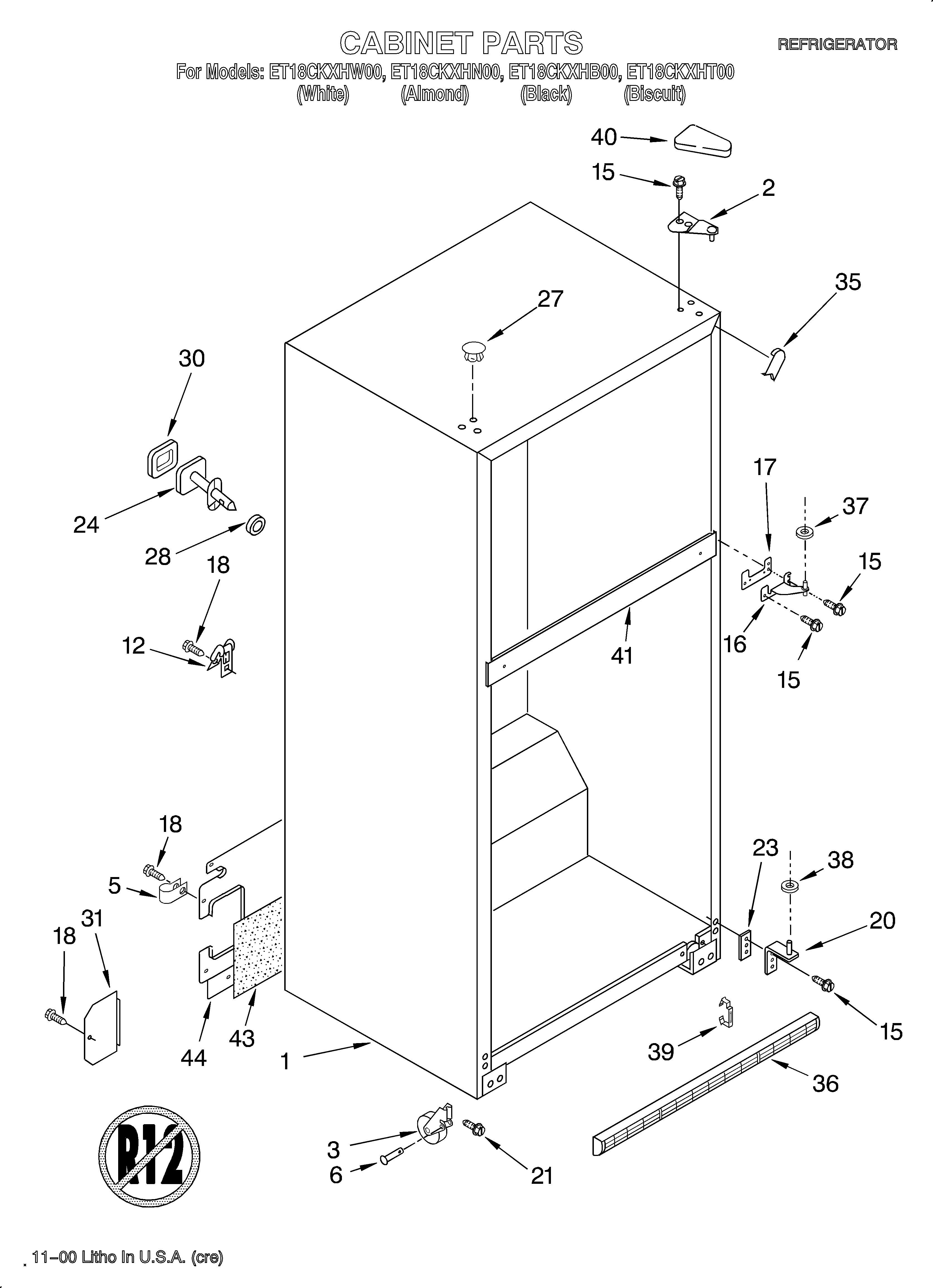 Whirlpool ET18CKXHW00 cabinet diagram