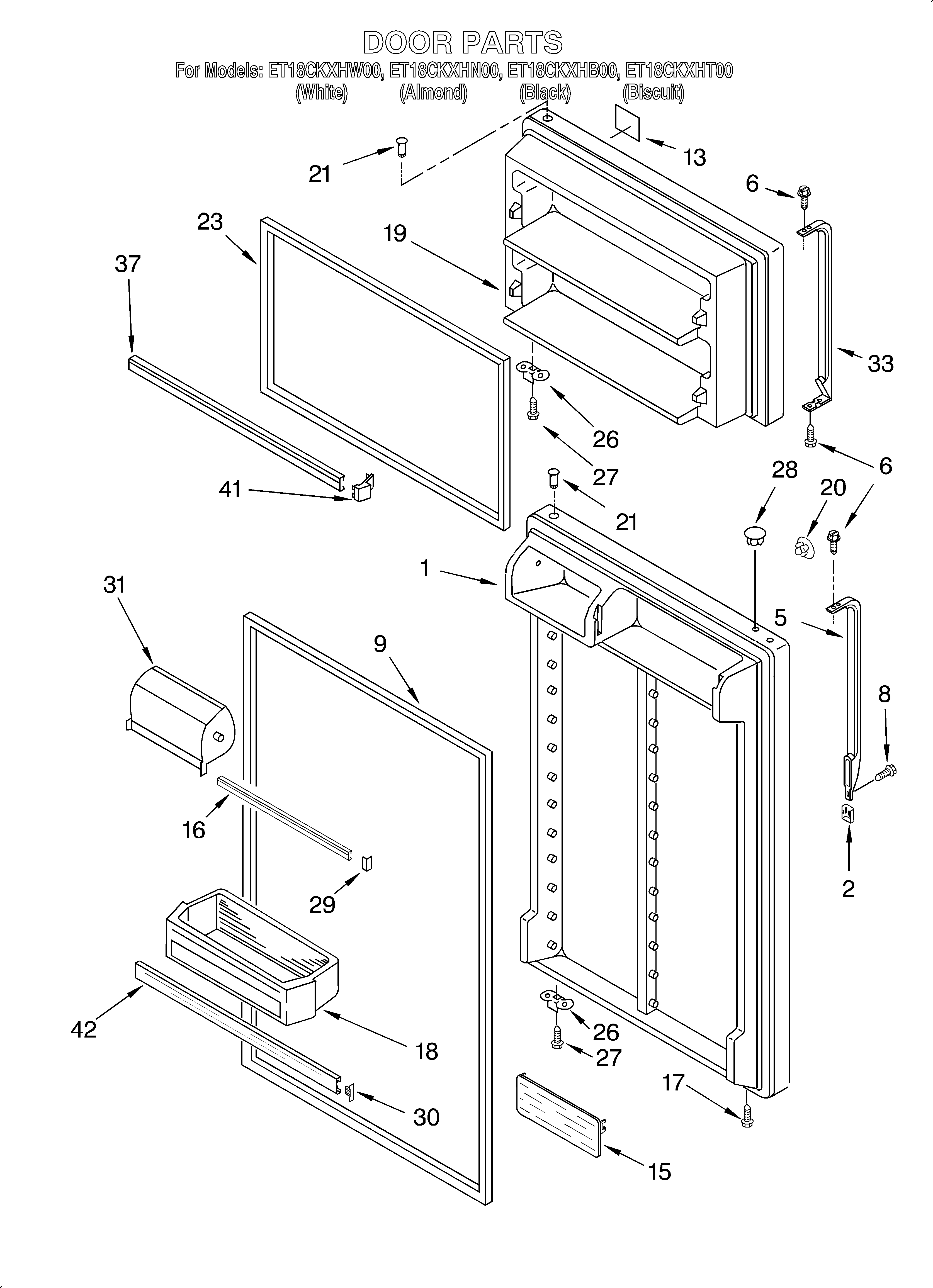 Whirlpool ET18CKXHW00 door diagram