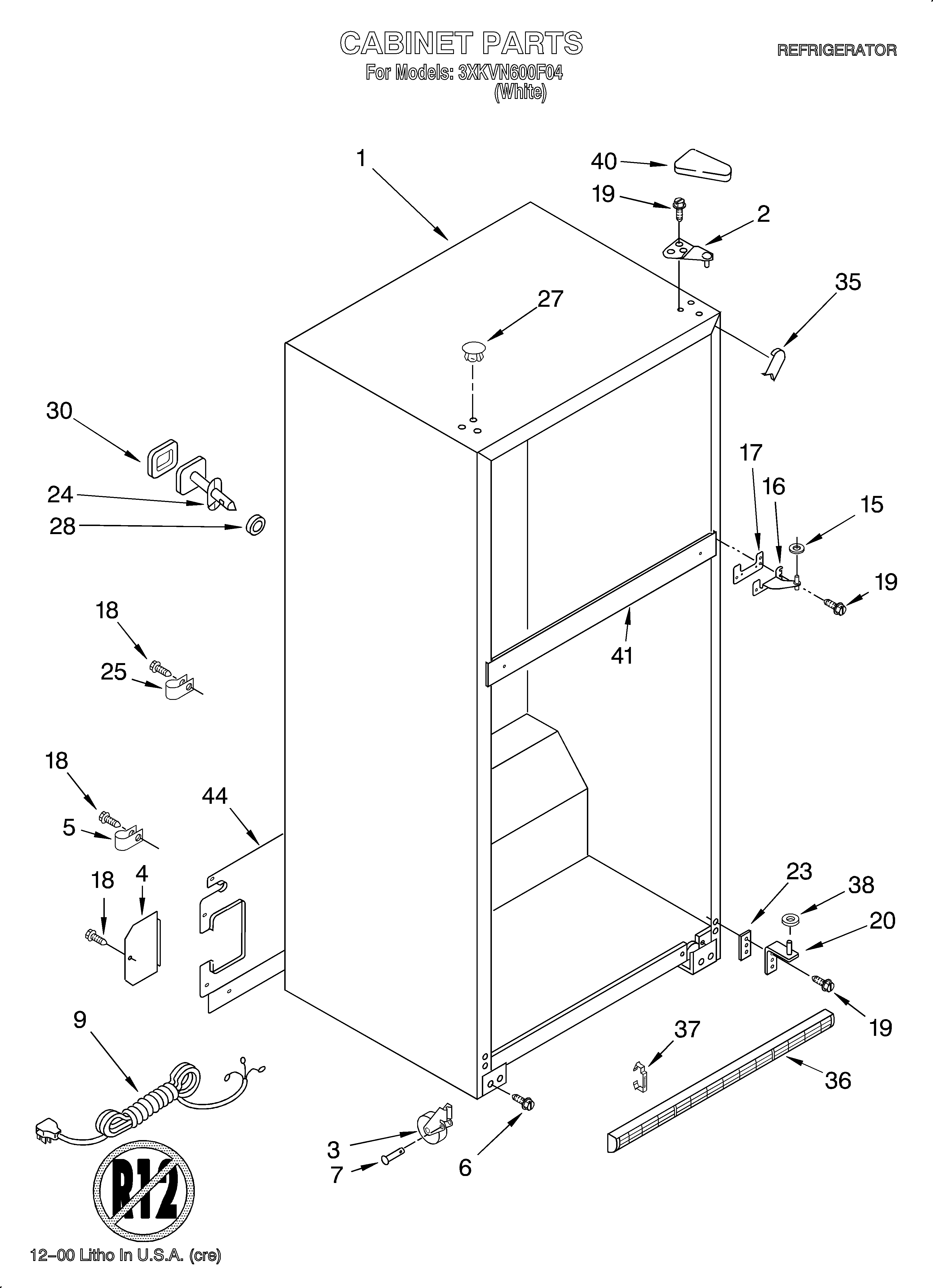 Bauknecht 3XKVN600F04 cabinet diagram
