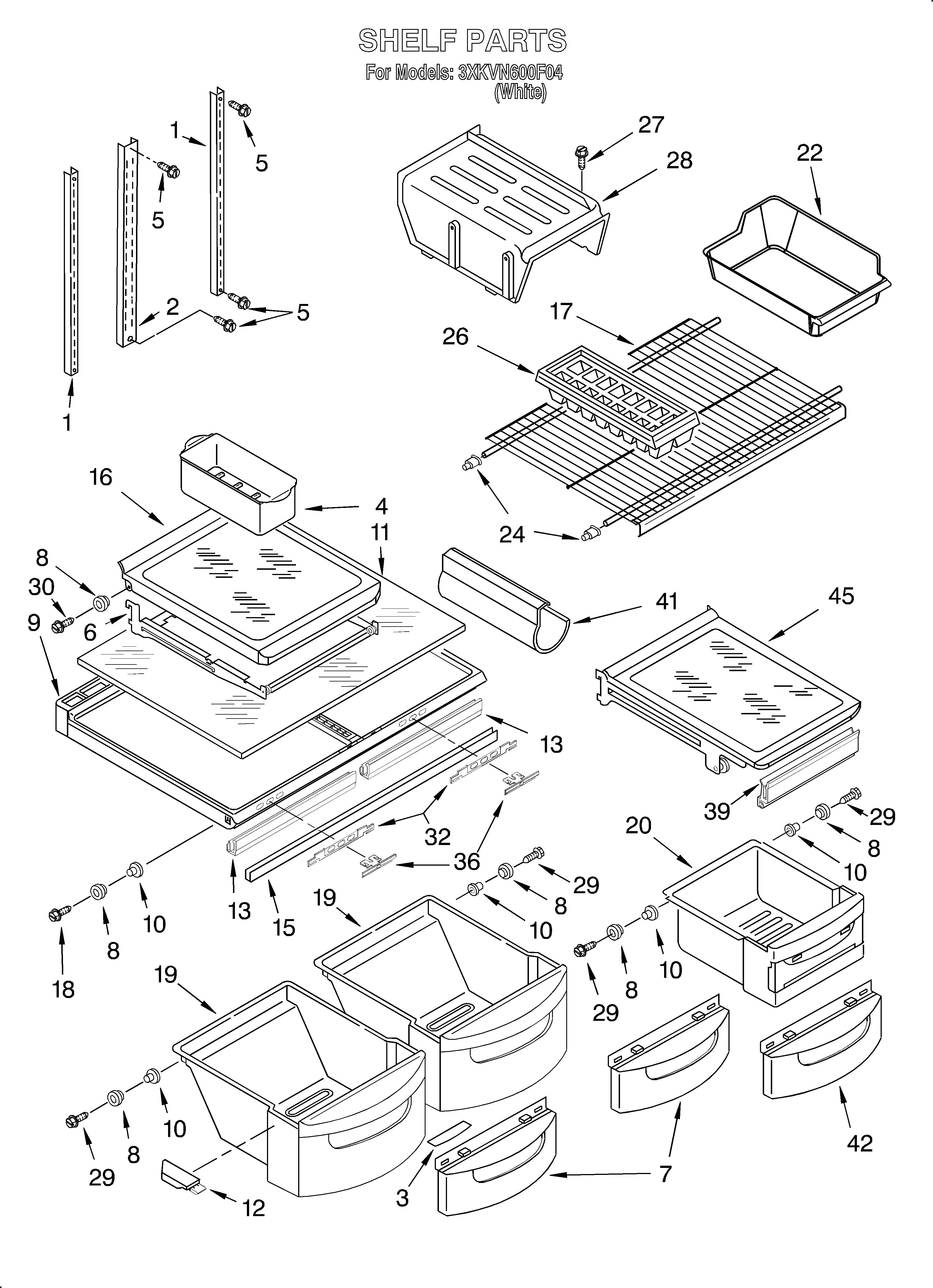 Bauknecht 3XKVN600F04 shelf diagram