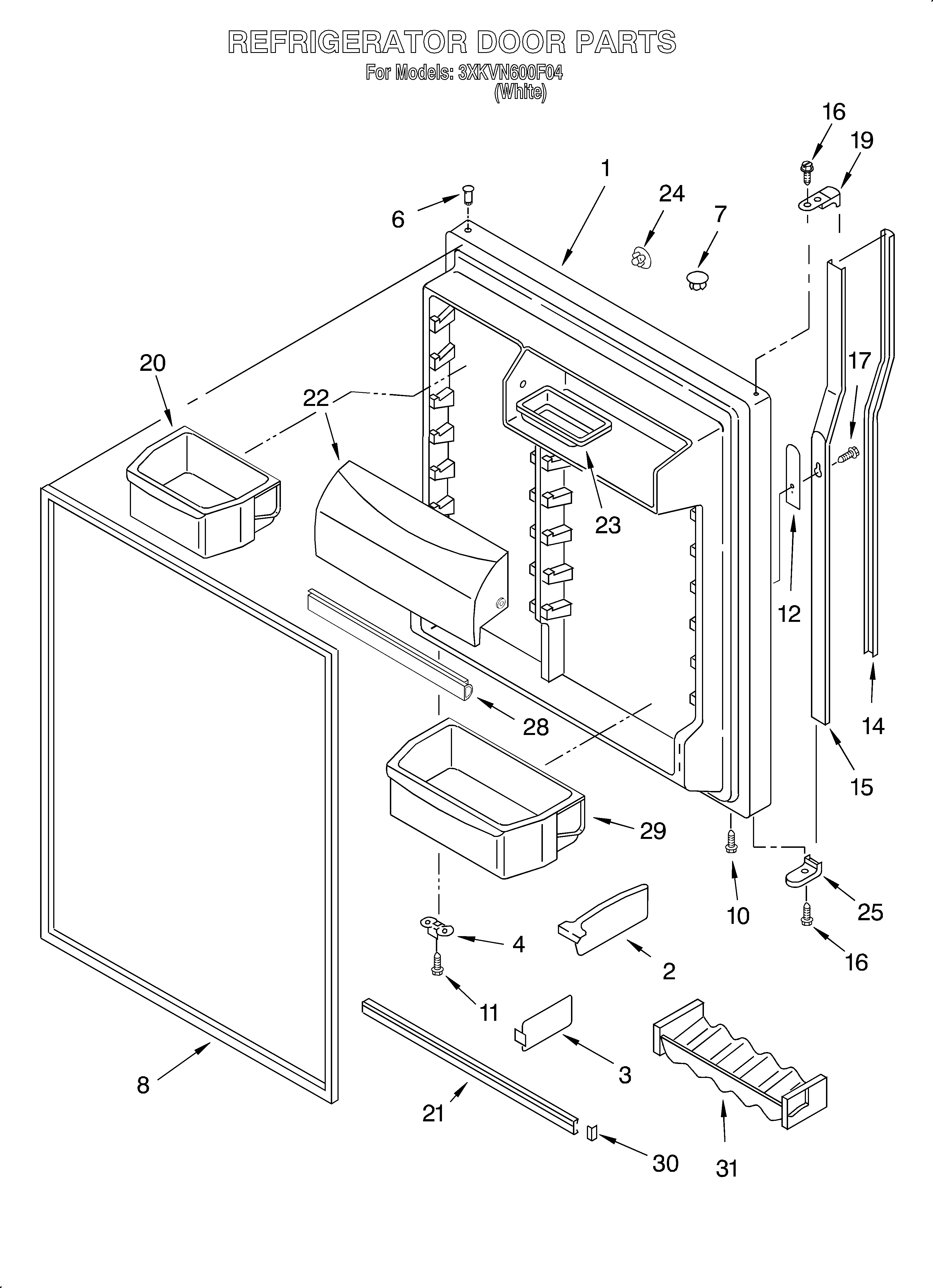 Bauknecht 3XKVN600F04 refrigerator door diagram