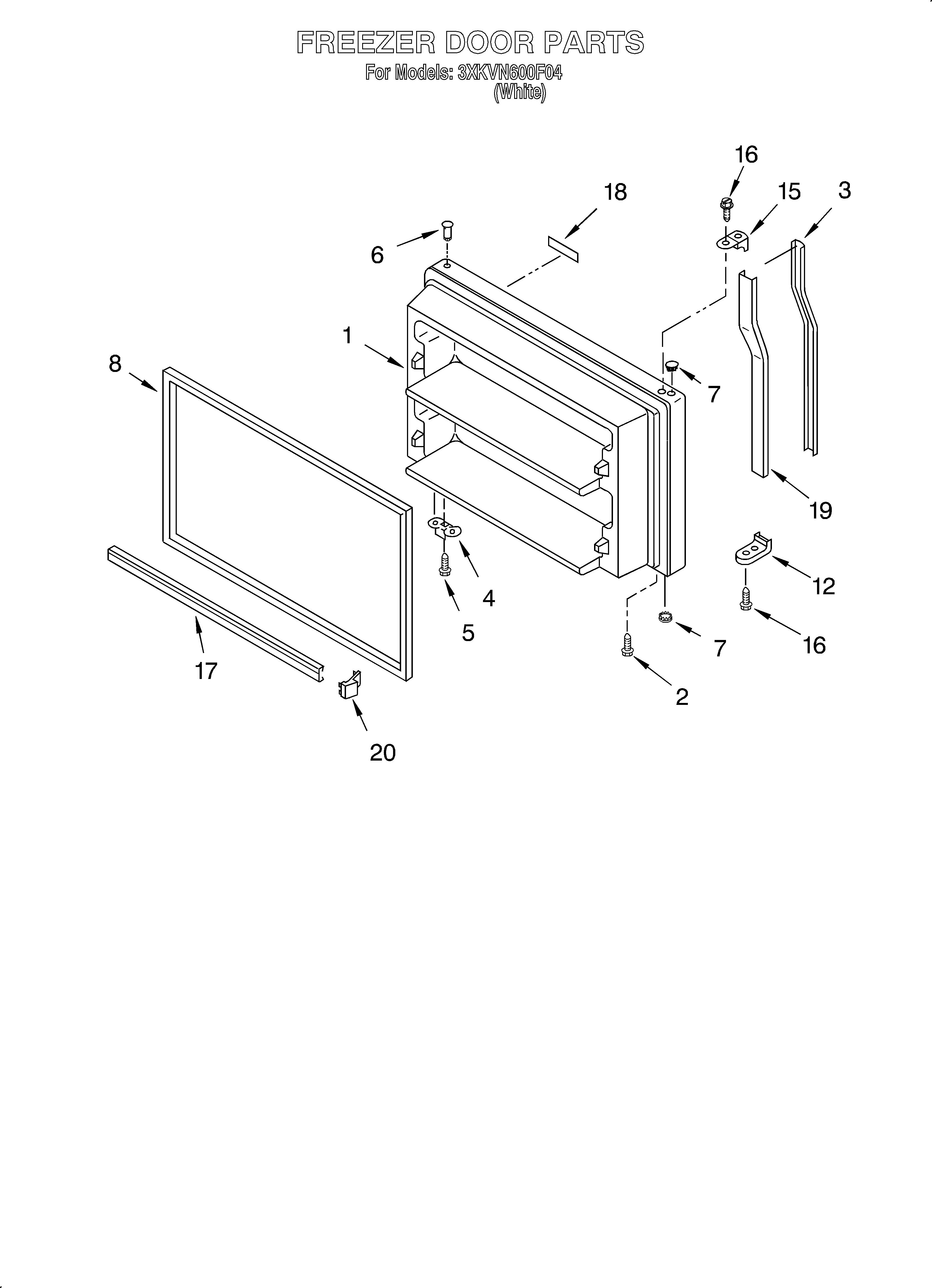 Bauknecht 3XKVN600F04 freezer door/lit/optional diagram