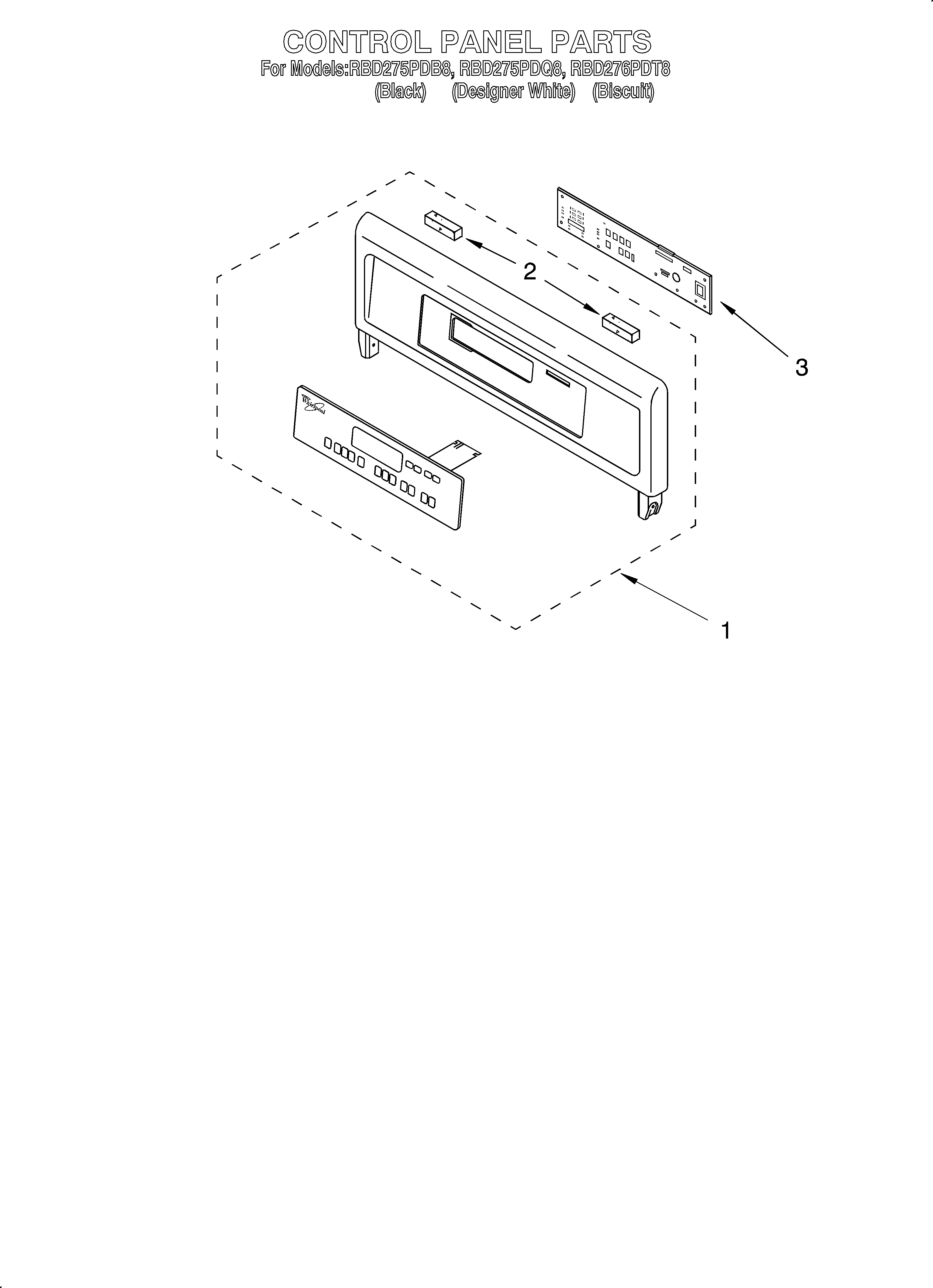 Whirlpool RBD275PDB8 control panel diagram