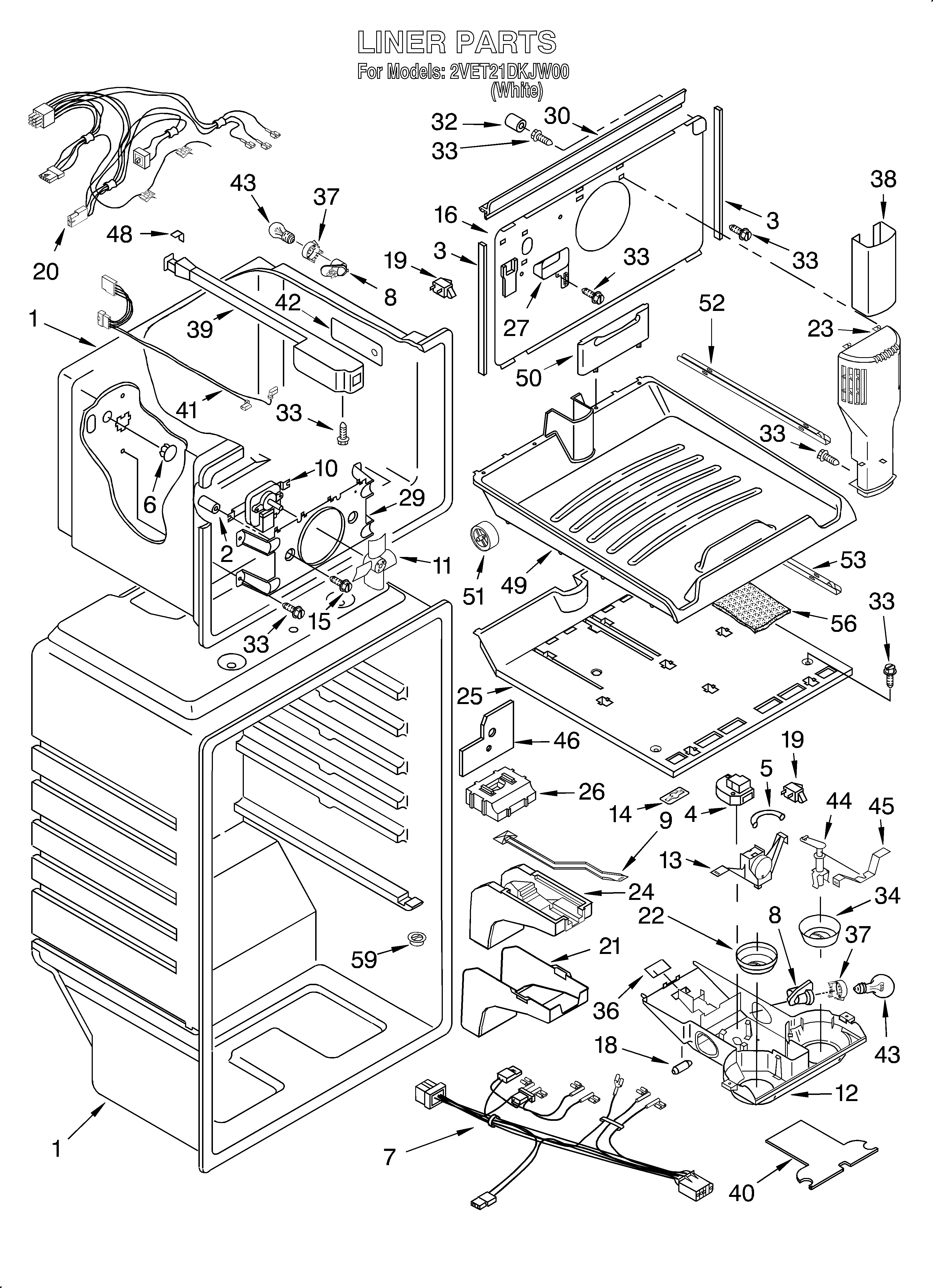 Whirlpool 2VET21DKJW00 liner diagram