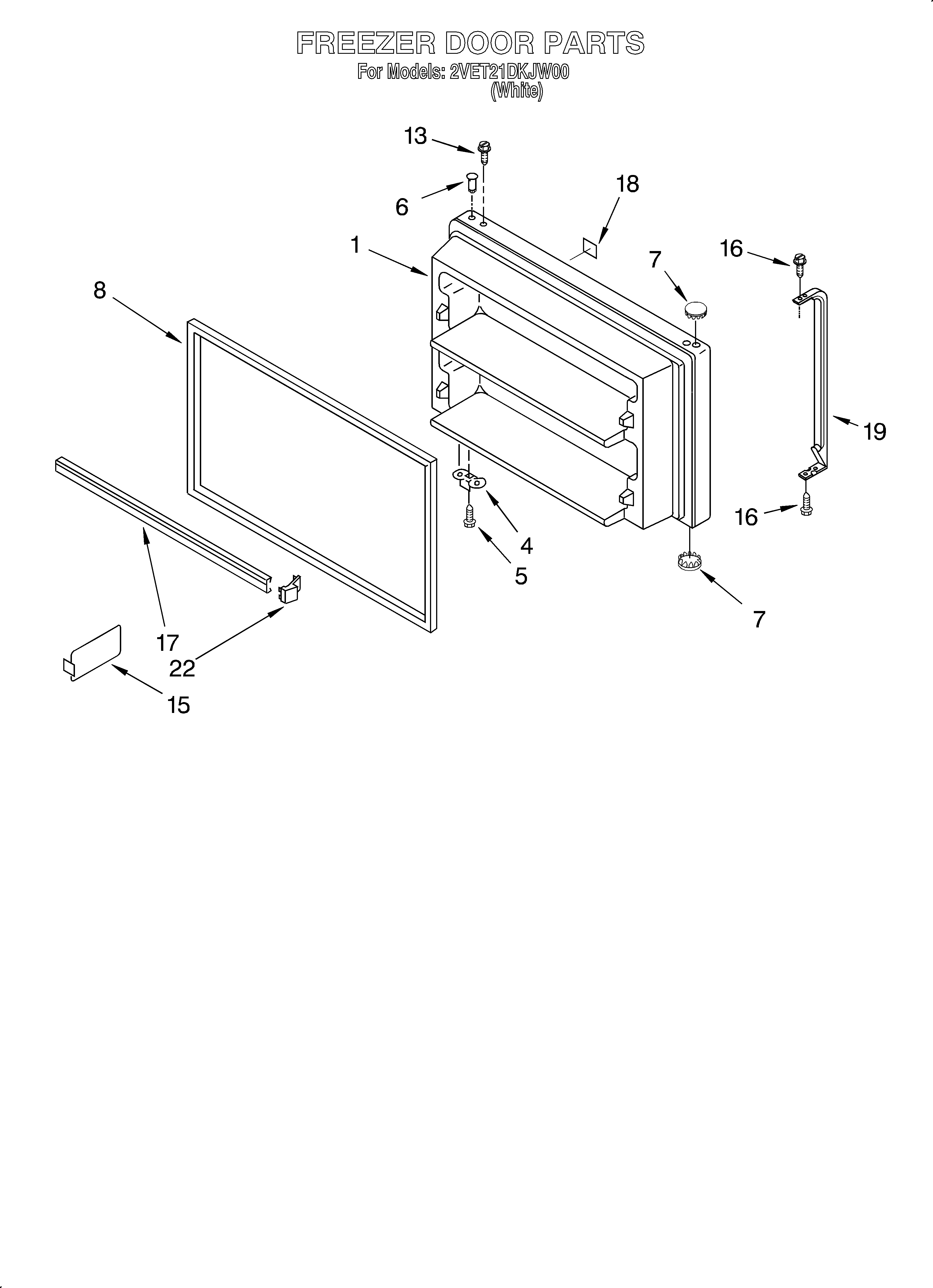 Whirlpool 2VET21DKJW00 freezer door/optional diagram