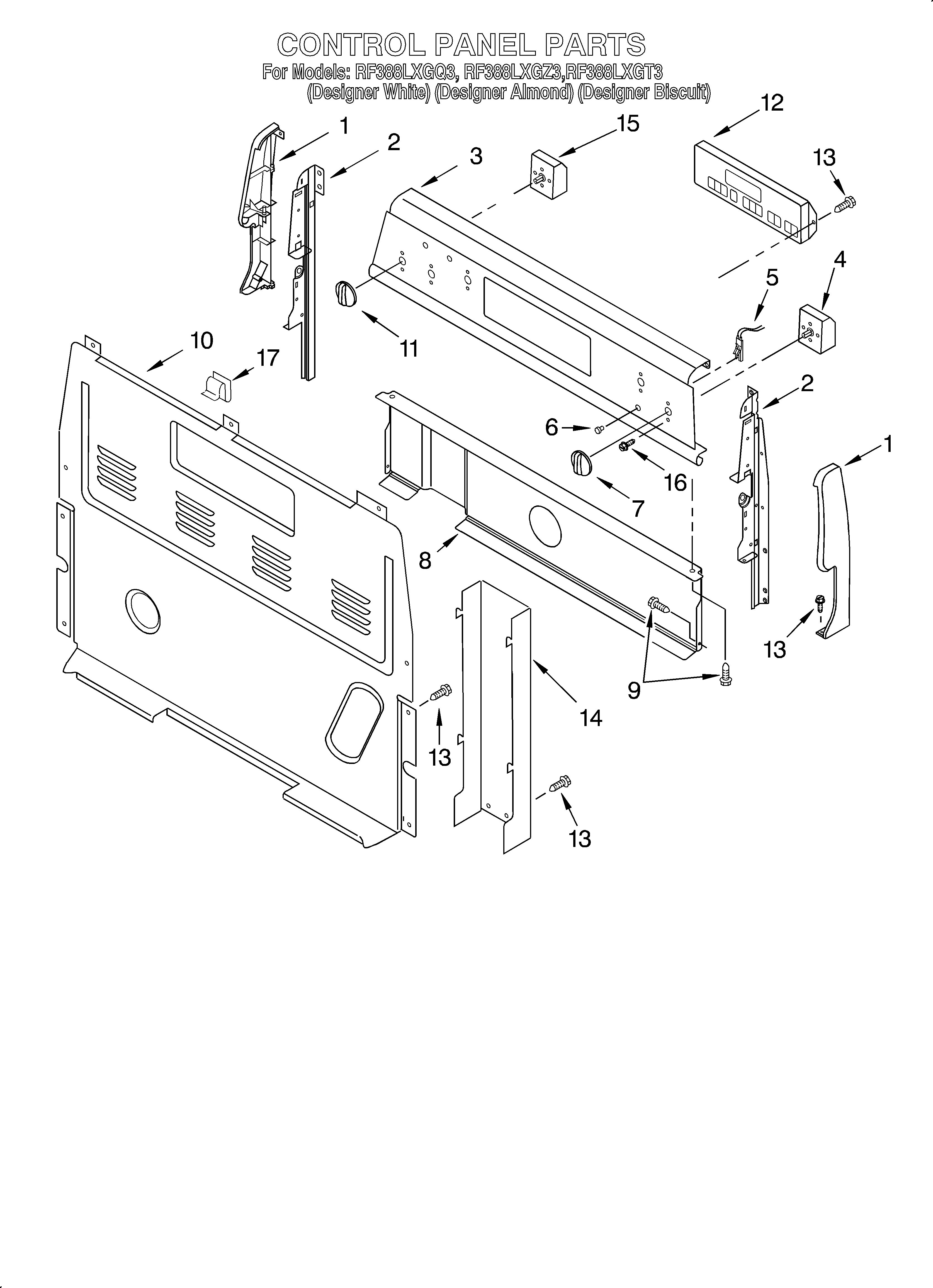 Whirlpool RF388LXGQ3 control panel diagram