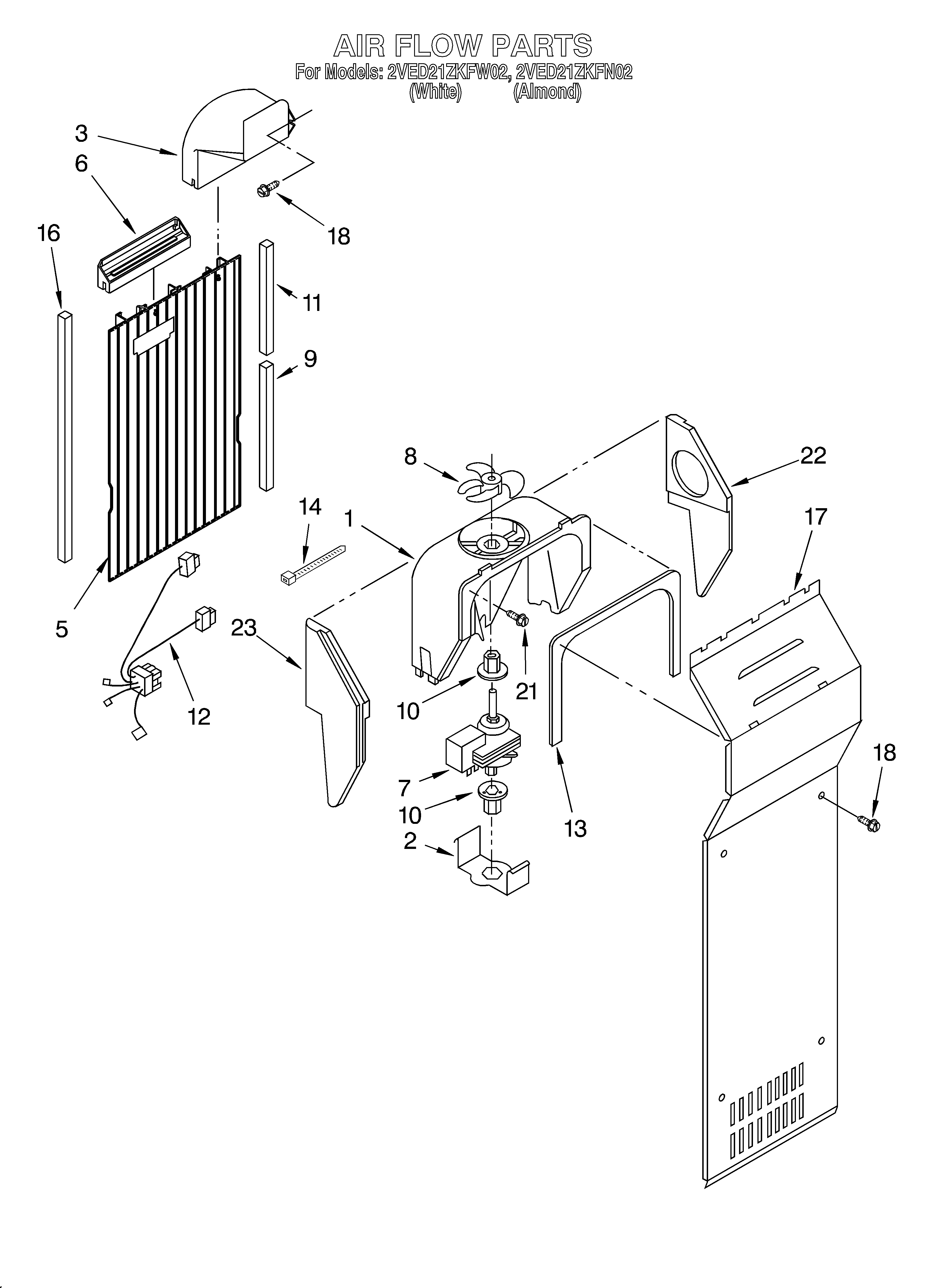 Whirlpool 2VED21ZKFN02 air flow diagram