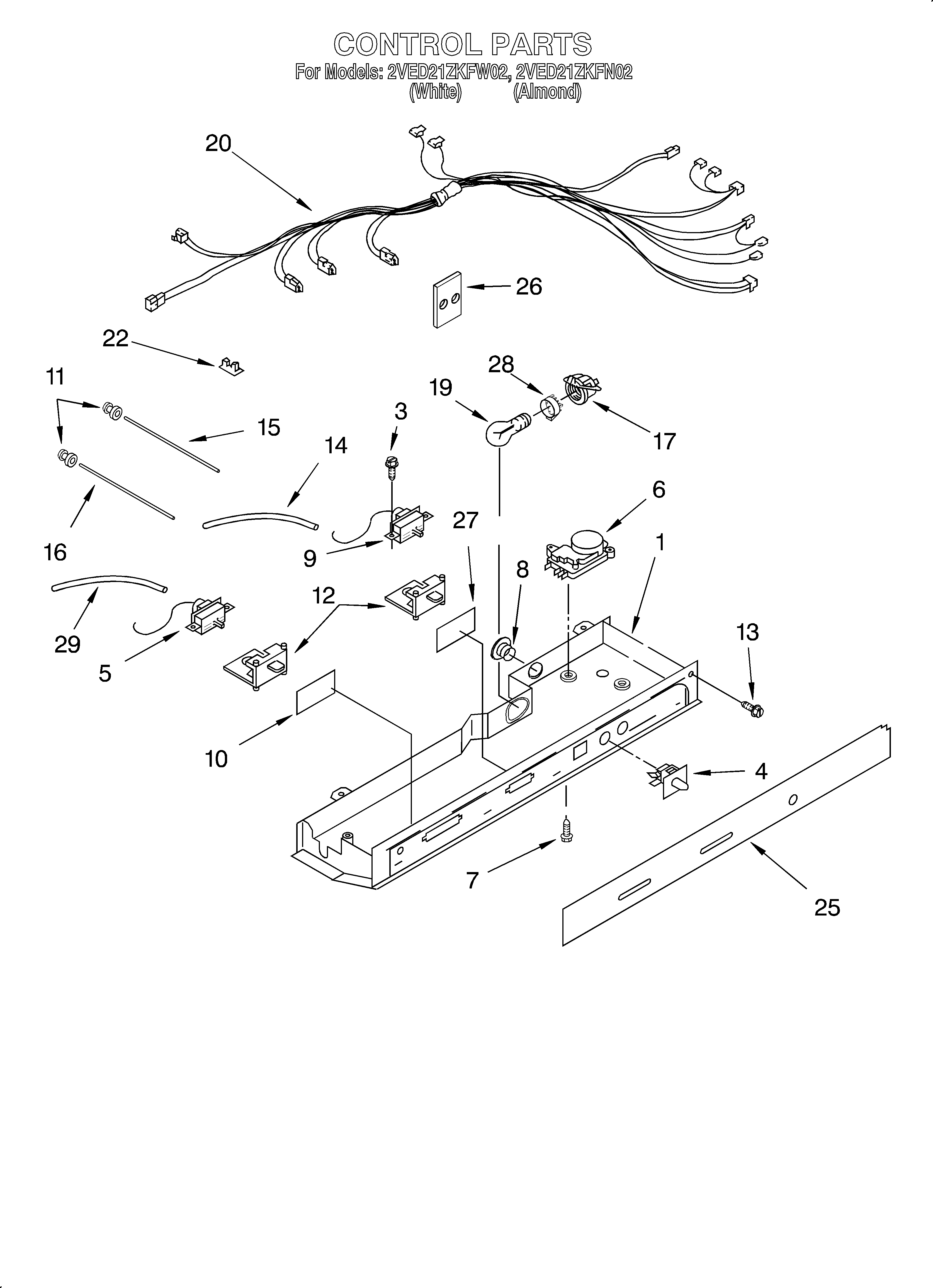 Whirlpool 2VED21ZKFN02 control diagram