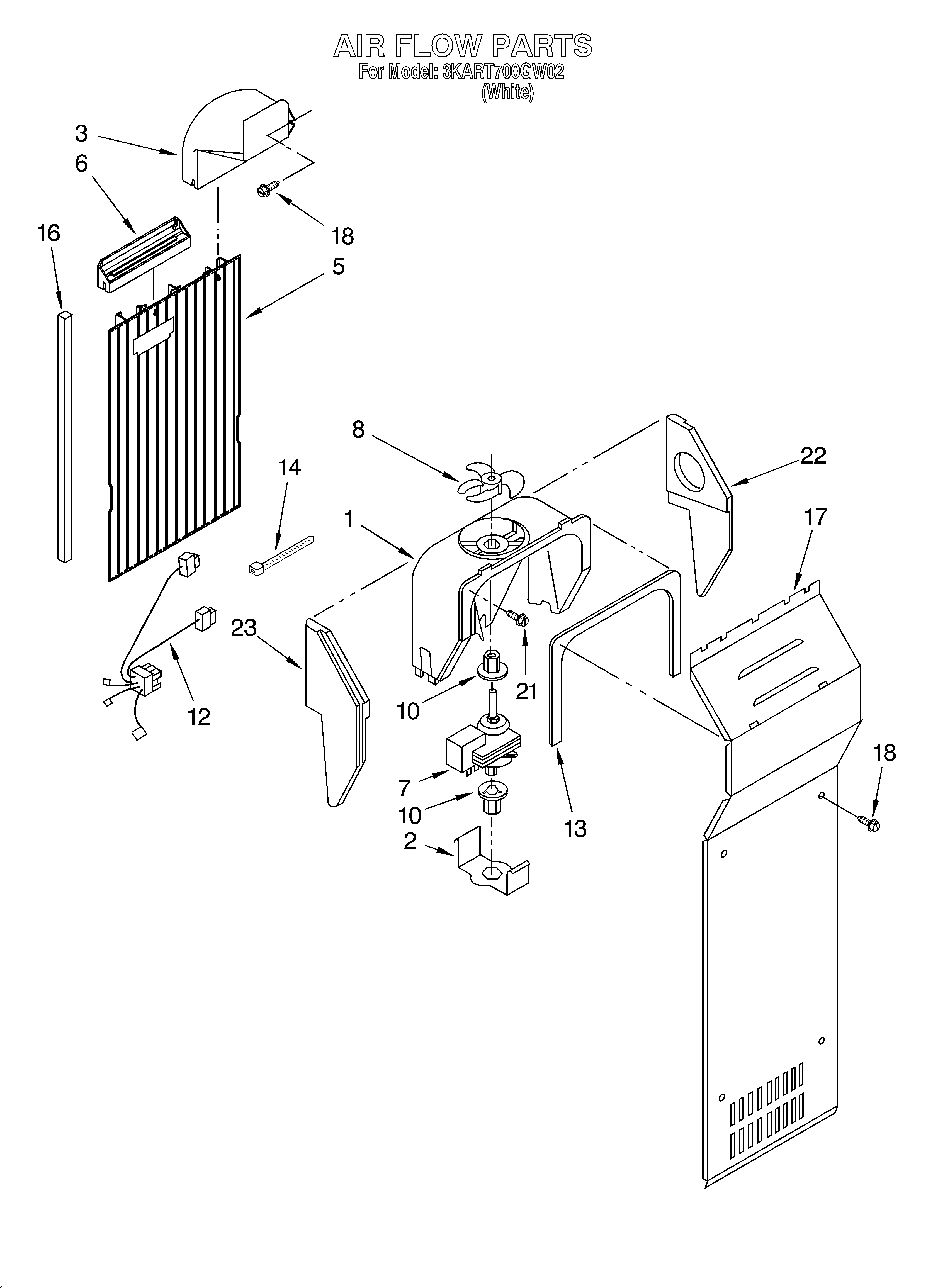 Whirlpool 3KART700GW02 air flow diagram