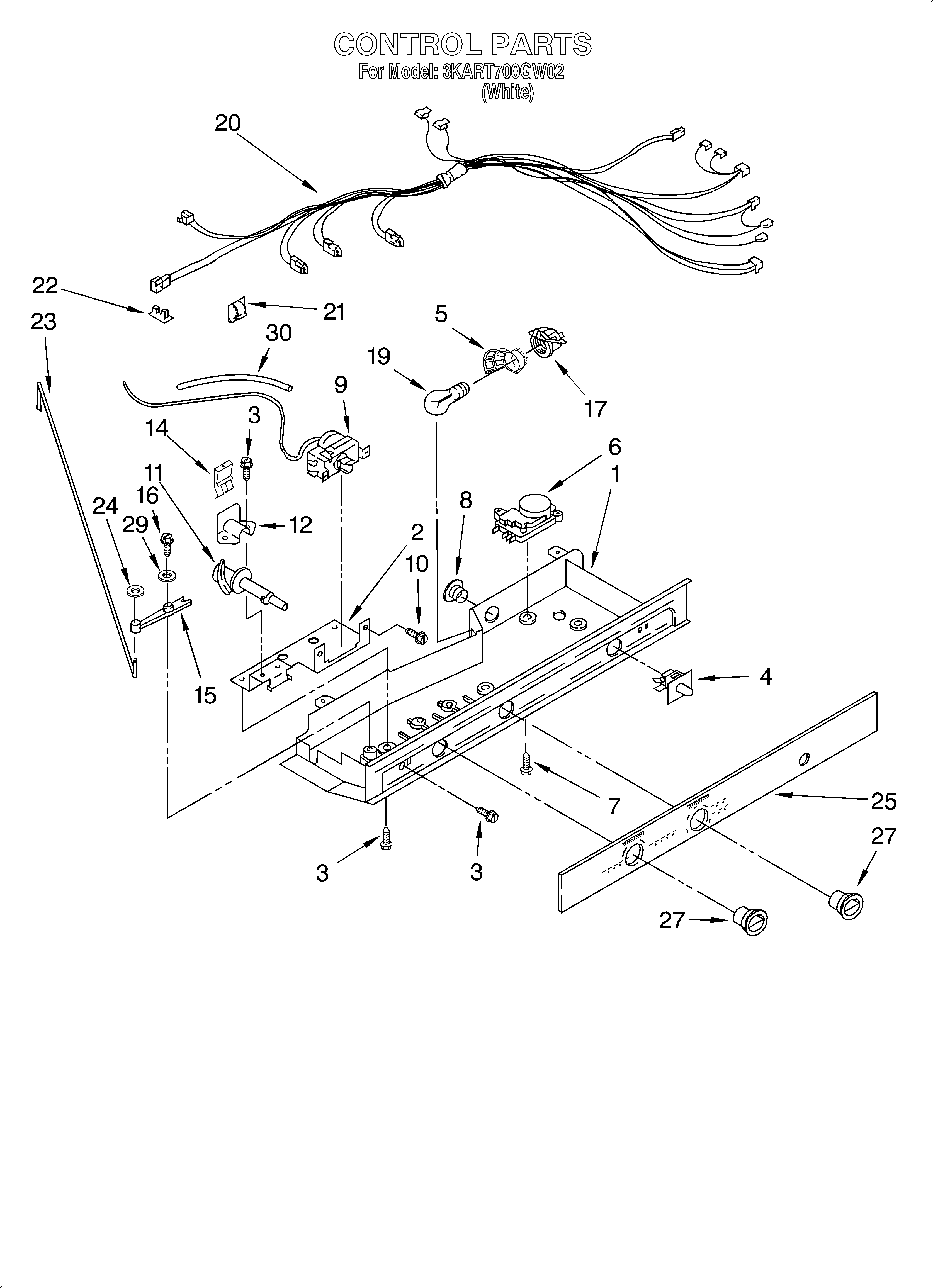 Whirlpool 3KART700GW02 control/optional diagram