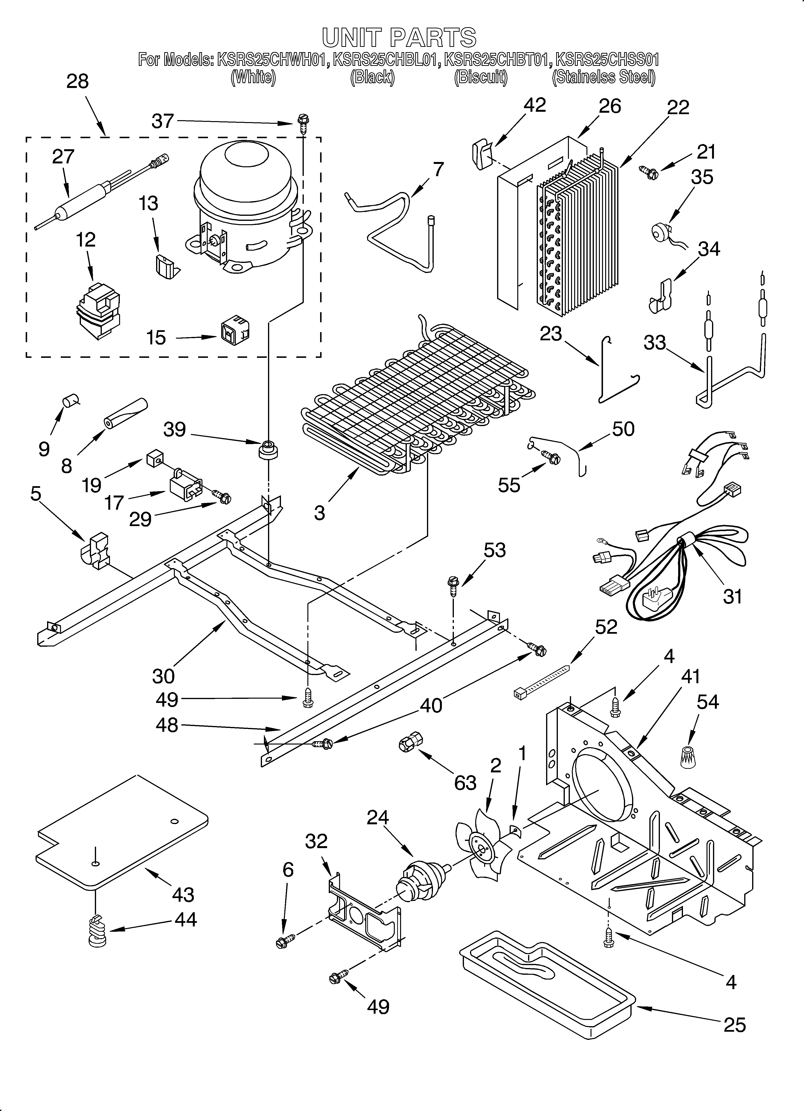KitchenAid KSRS25CHBL01 unit diagram