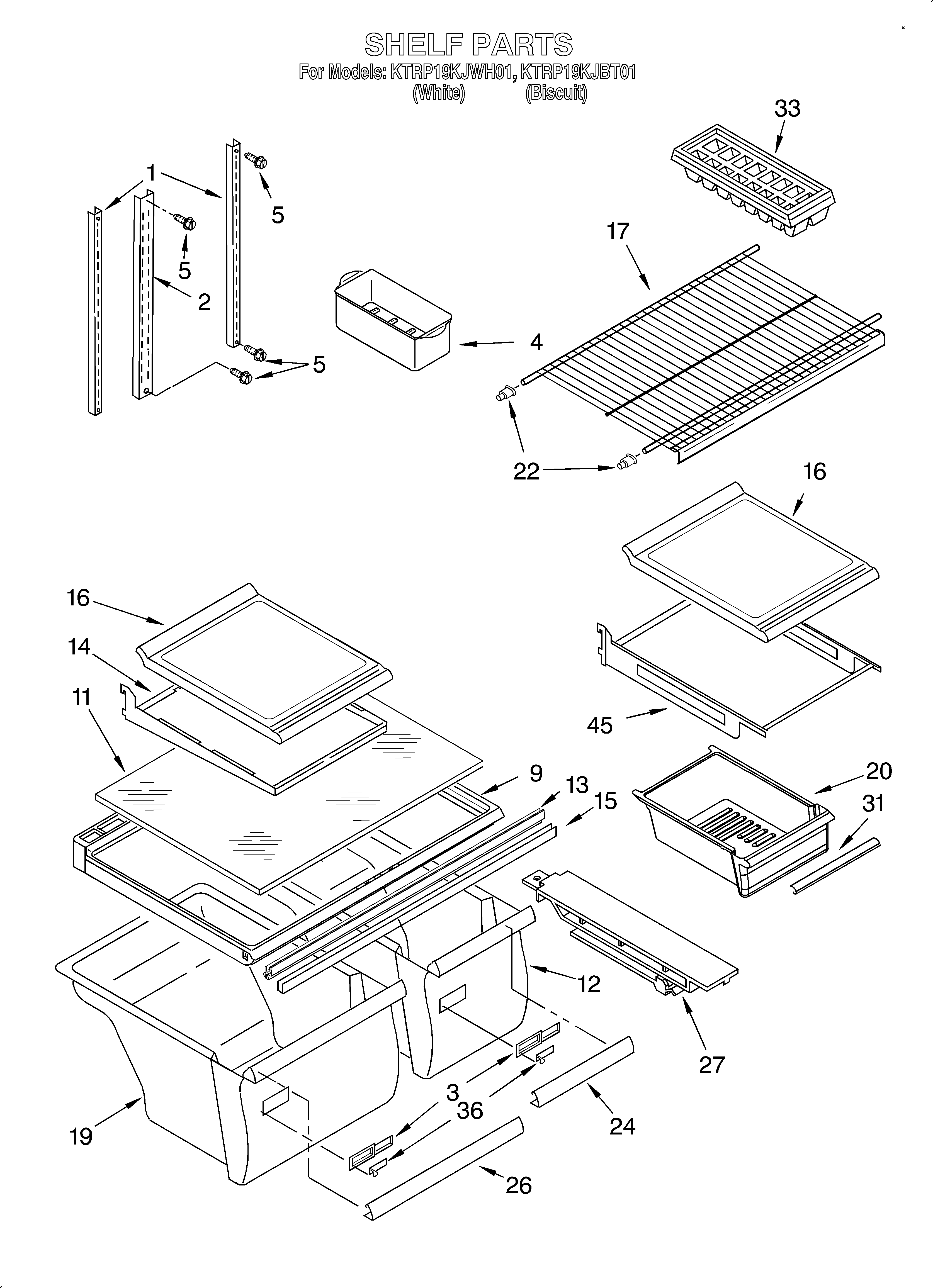 KitchenAid KTRP19KJWH01 shelf diagram