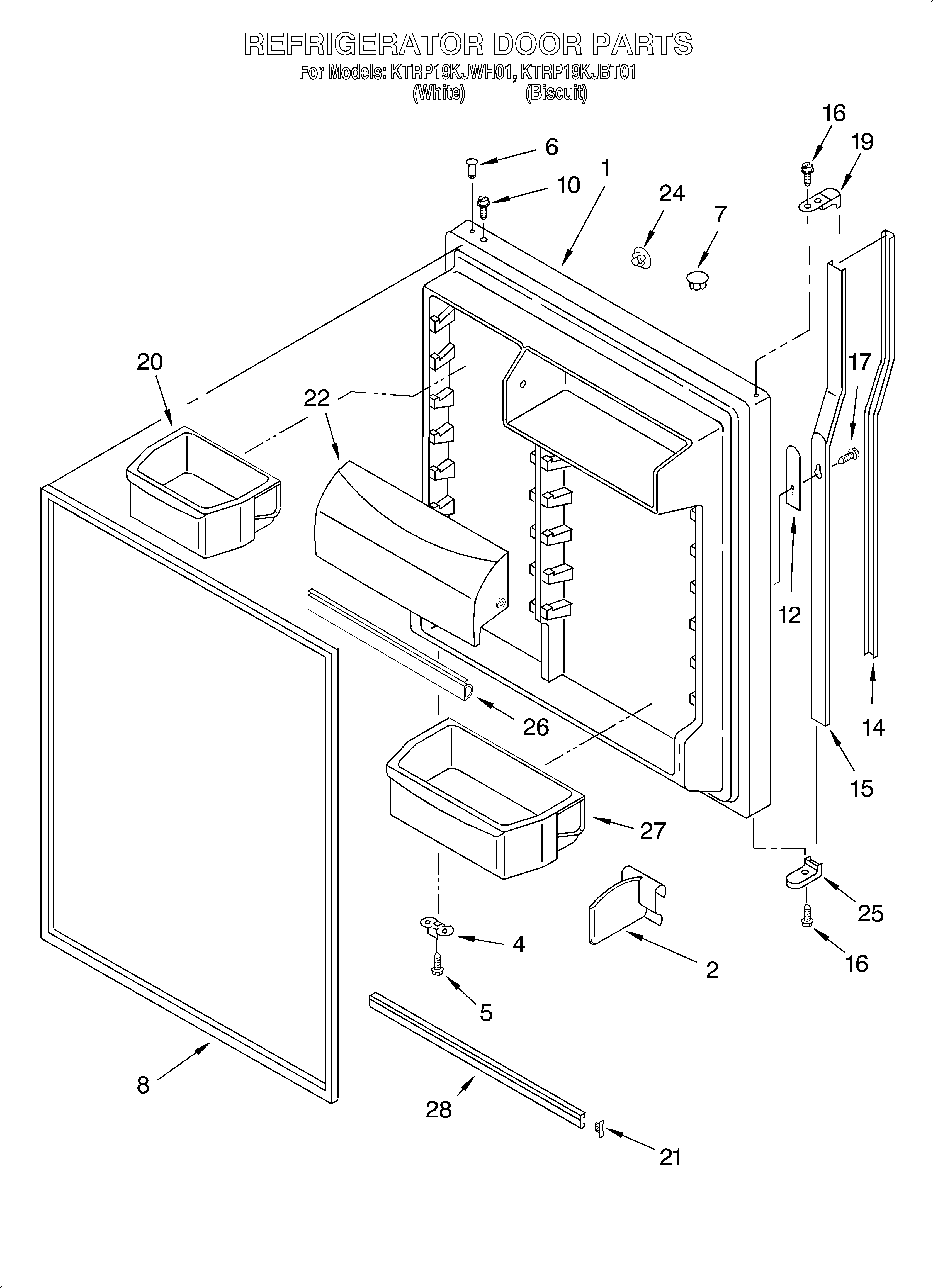 KitchenAid KTRP19KJWH01 refrigerator door diagram