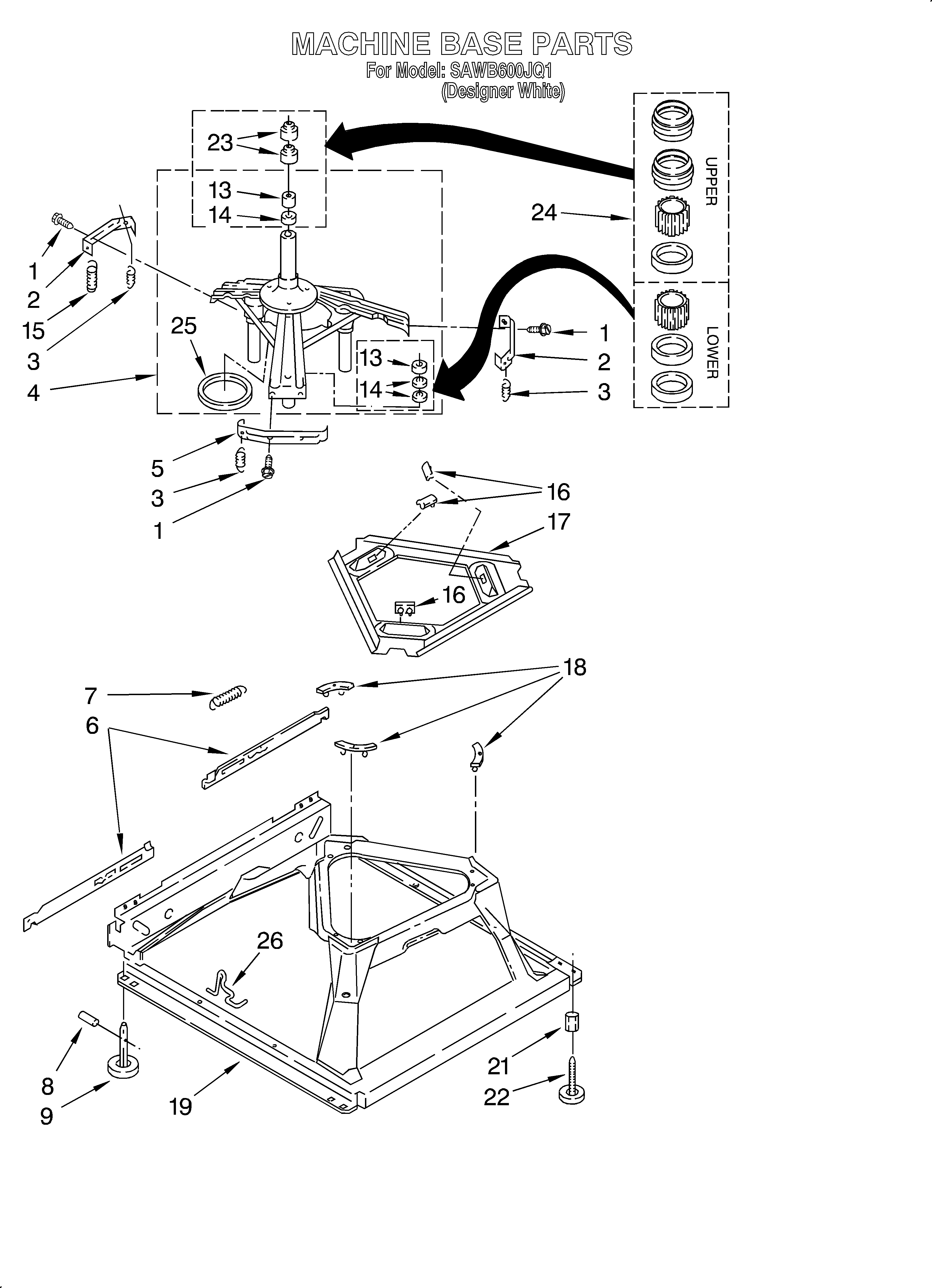 Whirlpool SAWB600JQ1 machine base diagram