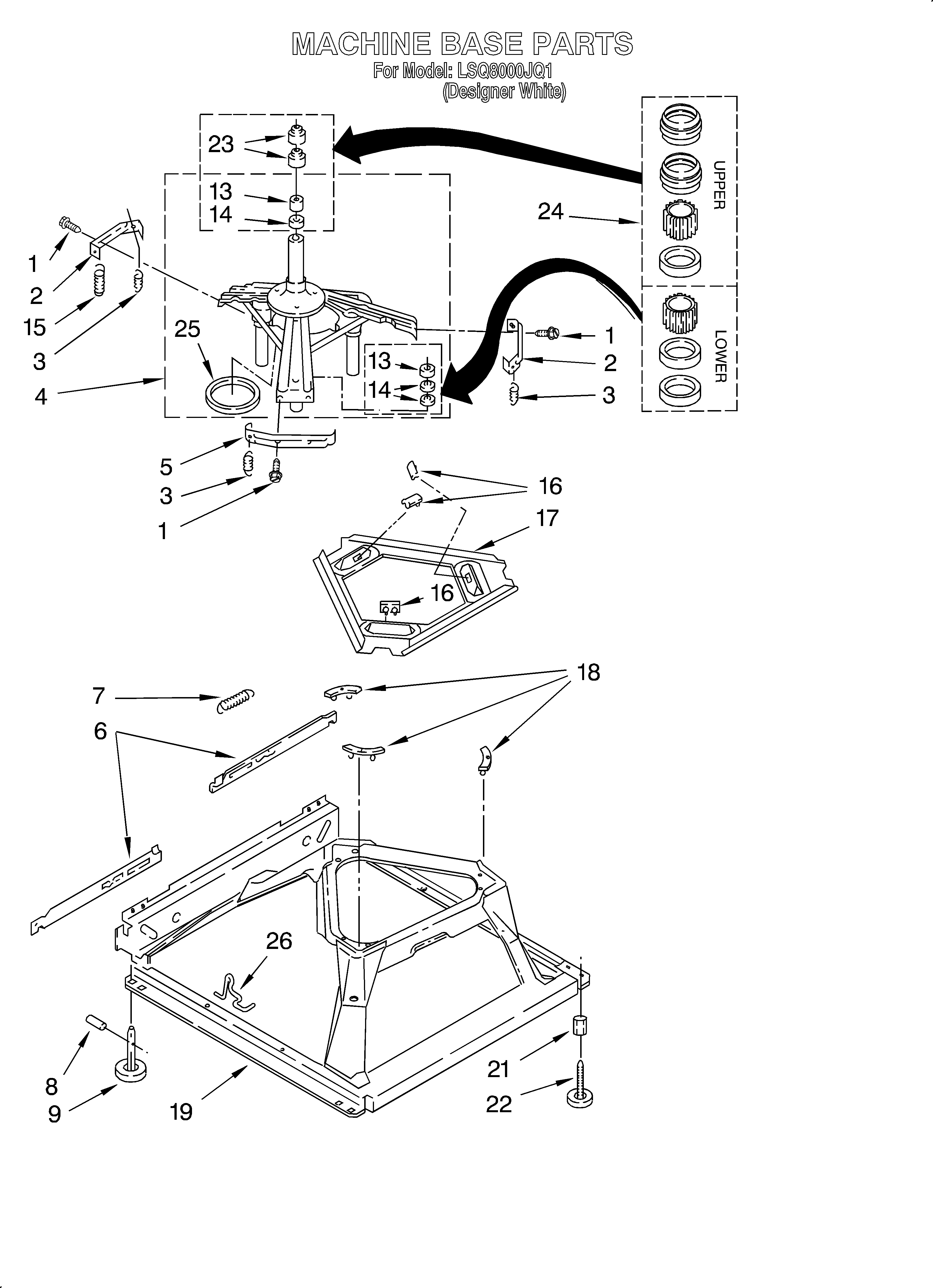 Whirlpool LSQ8000JQ1 machine base diagram