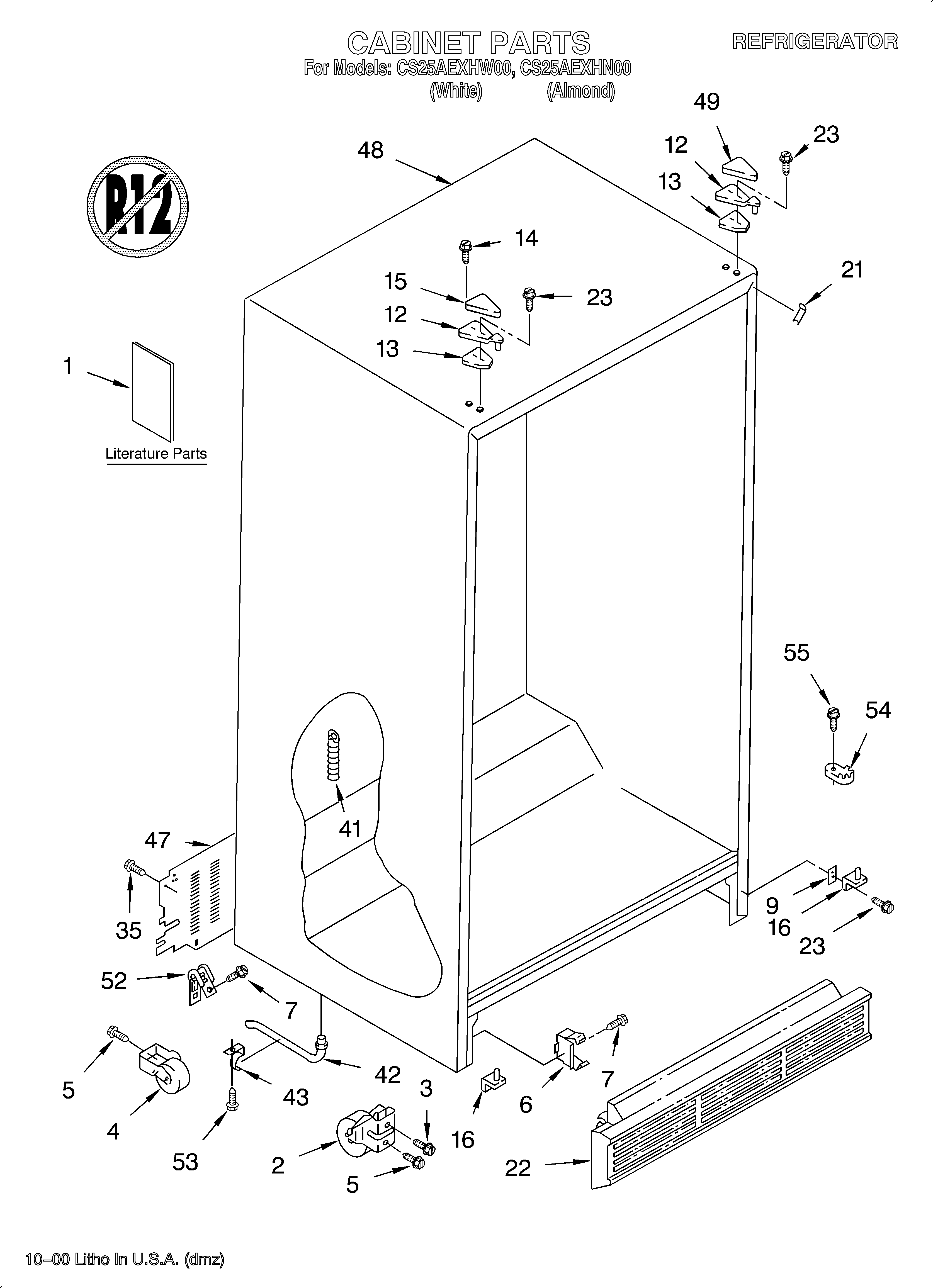 Crosley CS25AEXHN00 cabinet/literature diagram